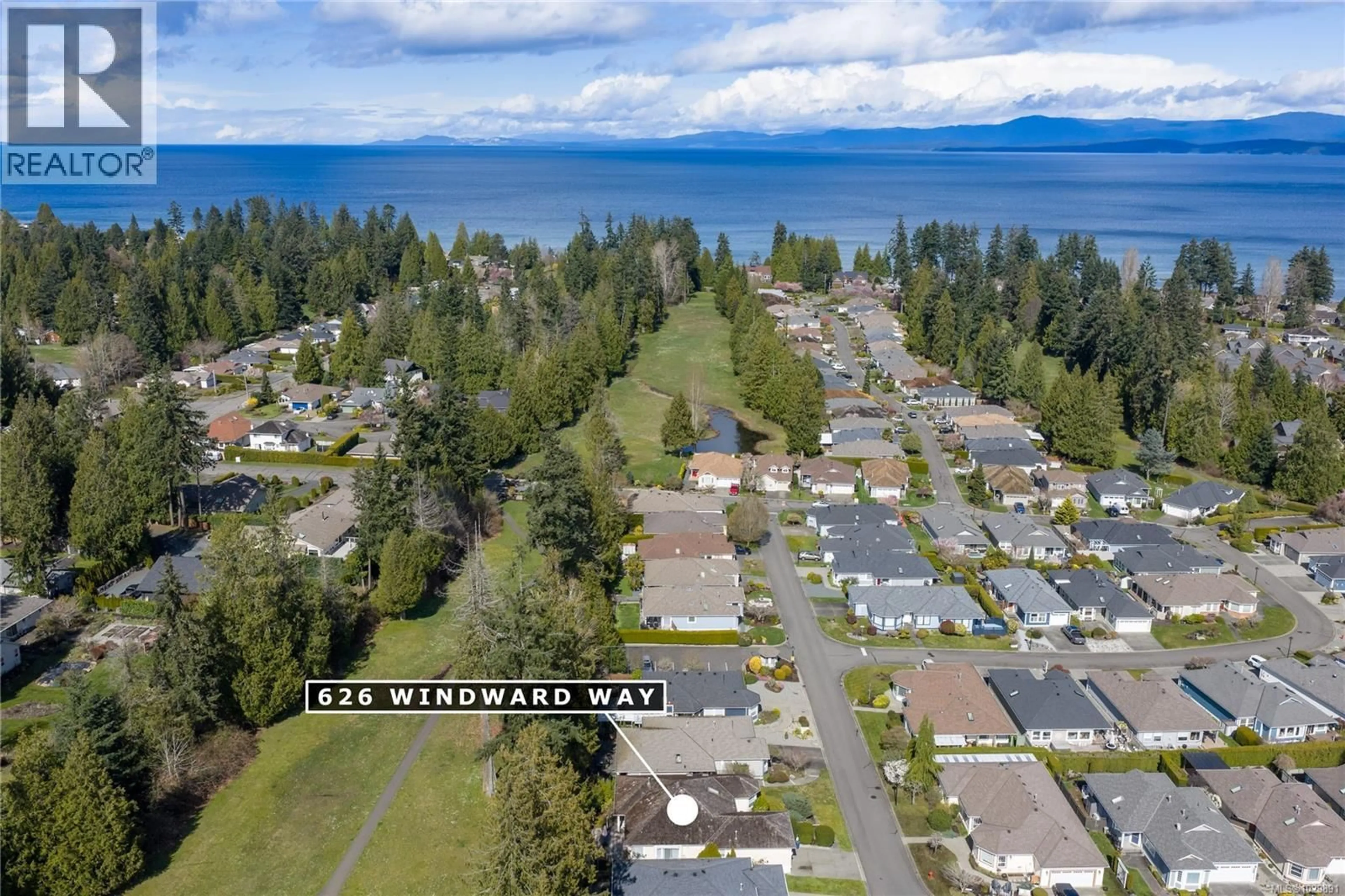 A pic from outside/outdoor area/front of a property/back of a property/a pic from drone, water/lake/river/ocean view for 626 WINDWARD WAY, Qualicum Beach British Columbia V9K2K4