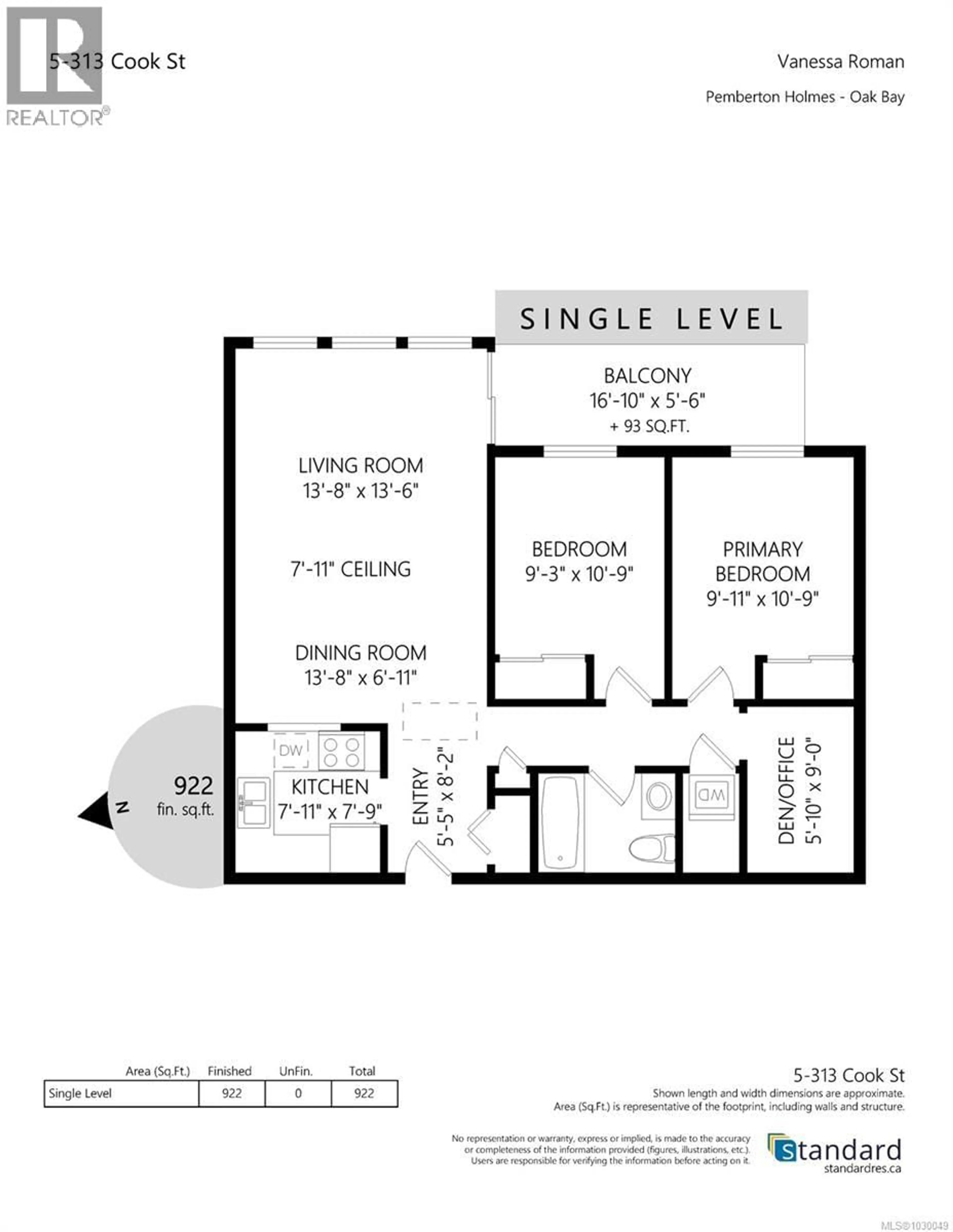 Floor plan for 5 - 313 COOK STREET, Victoria British Columbia V8V3X5