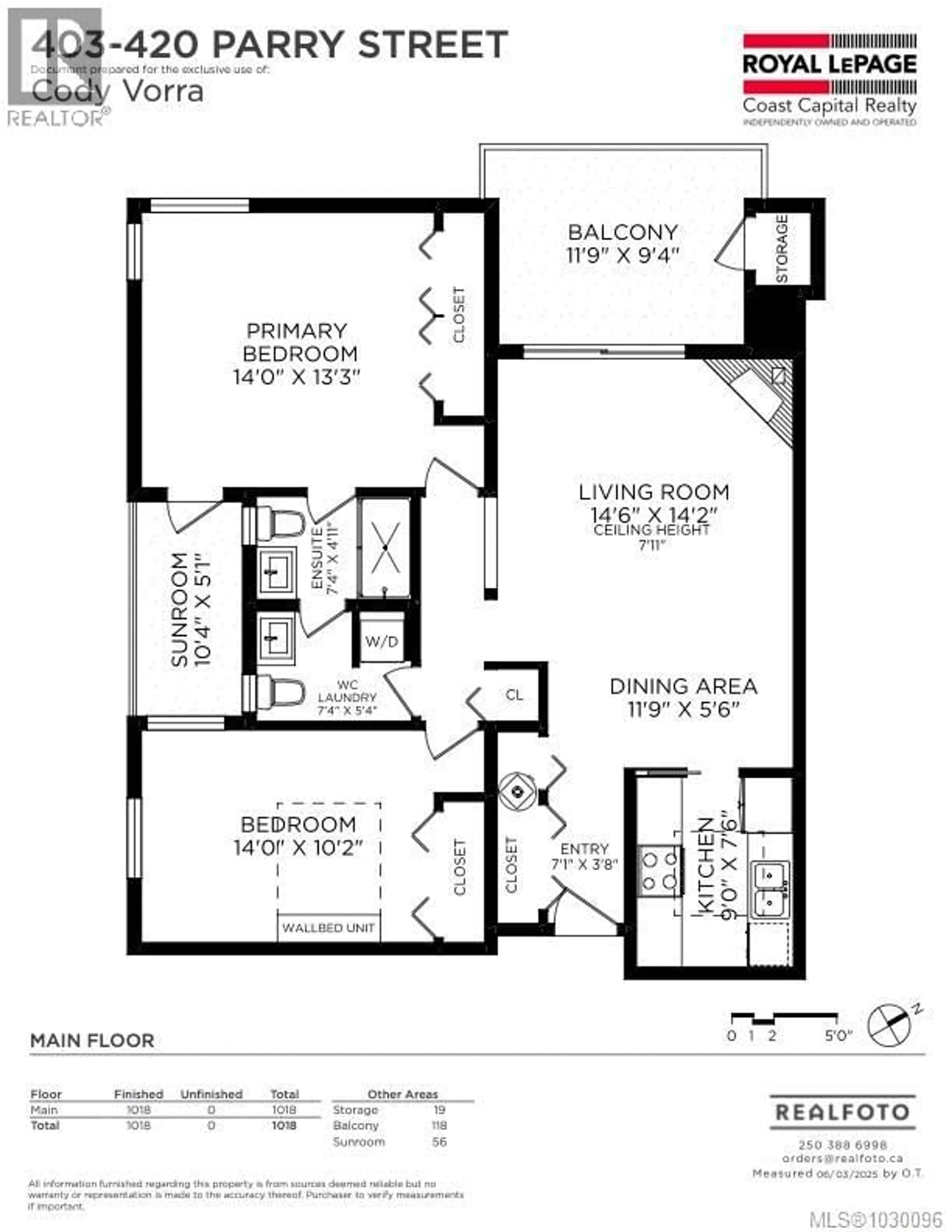 Floor plan for 403 - 420 PARRY STREET, Victoria British Columbia V8V2H7