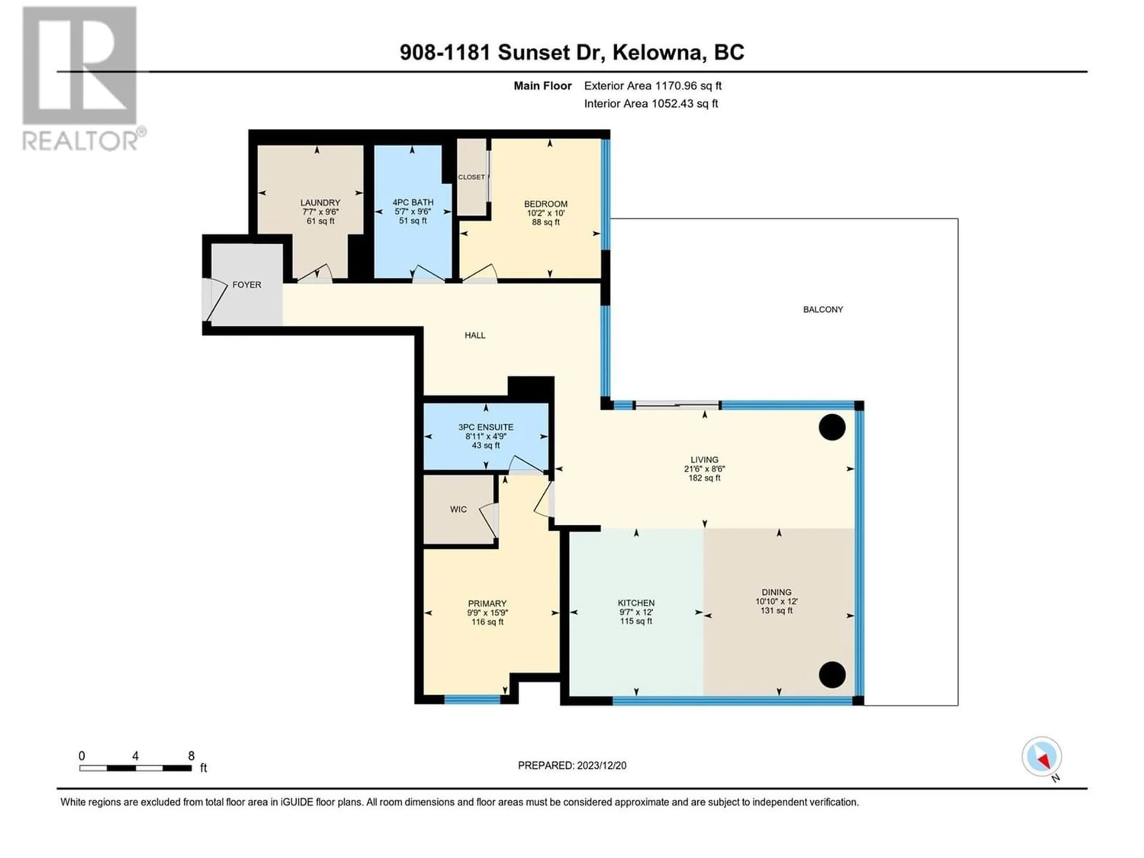 Floor plan for 1181 Sunset Drive Unit# 908, Kelowna British Columbia V1Y0L4