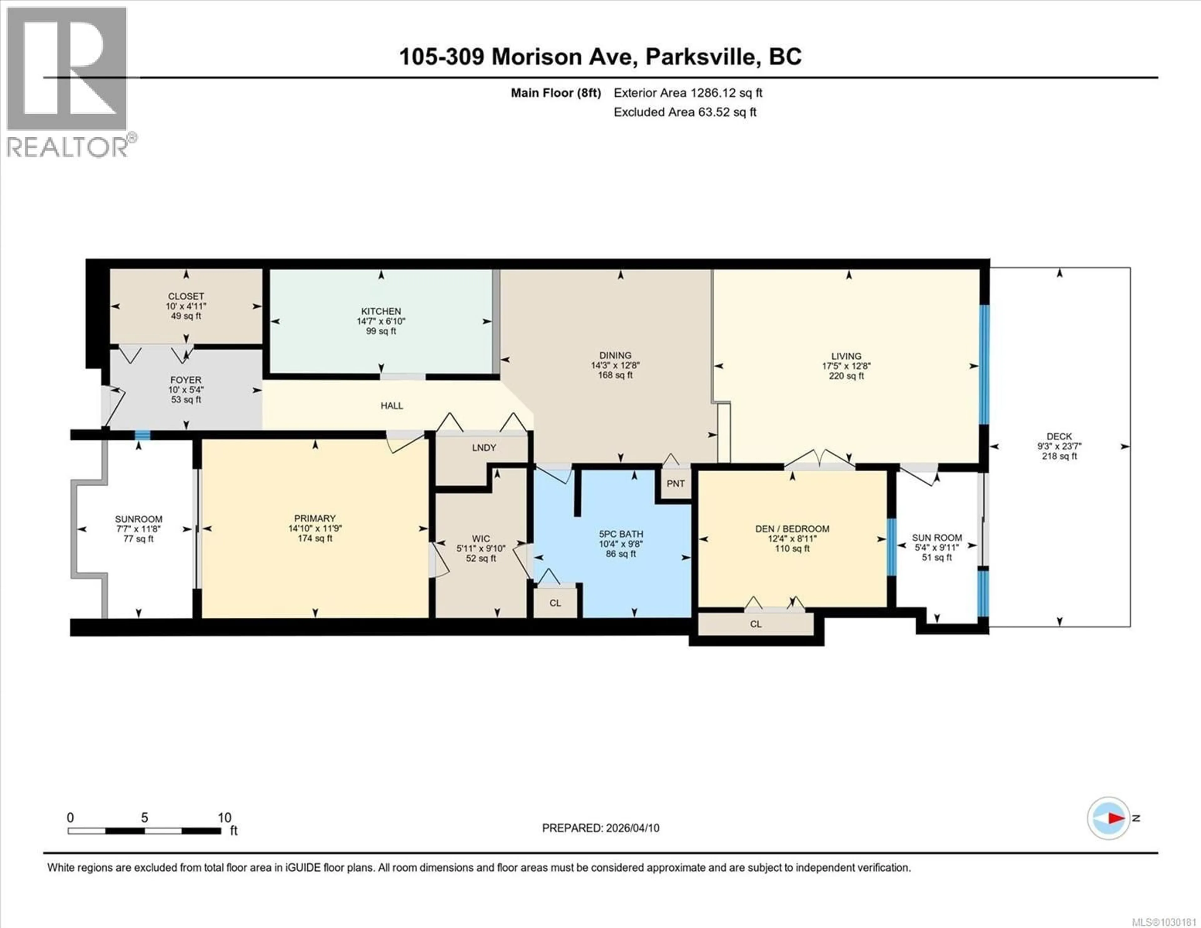 Floor plan for 105 - 309 MORISON AVENUE, Parksville British Columbia V9P1M6