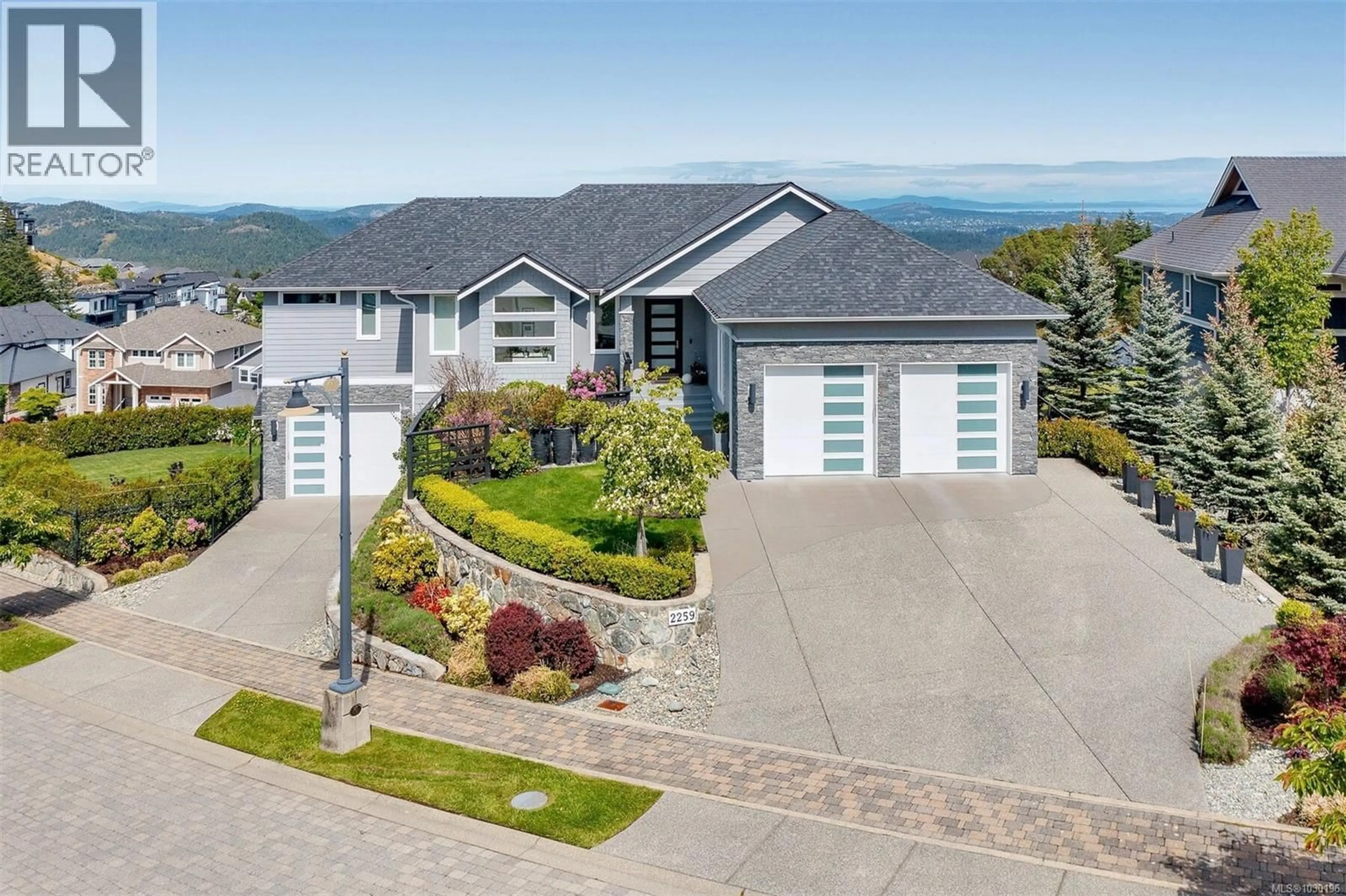 A pic from outside/outdoor area/front of a property/back of a property/a pic from drone, mountain view for 2259 COMPASS POINTE PLACE, Langford British Columbia V9B6X4