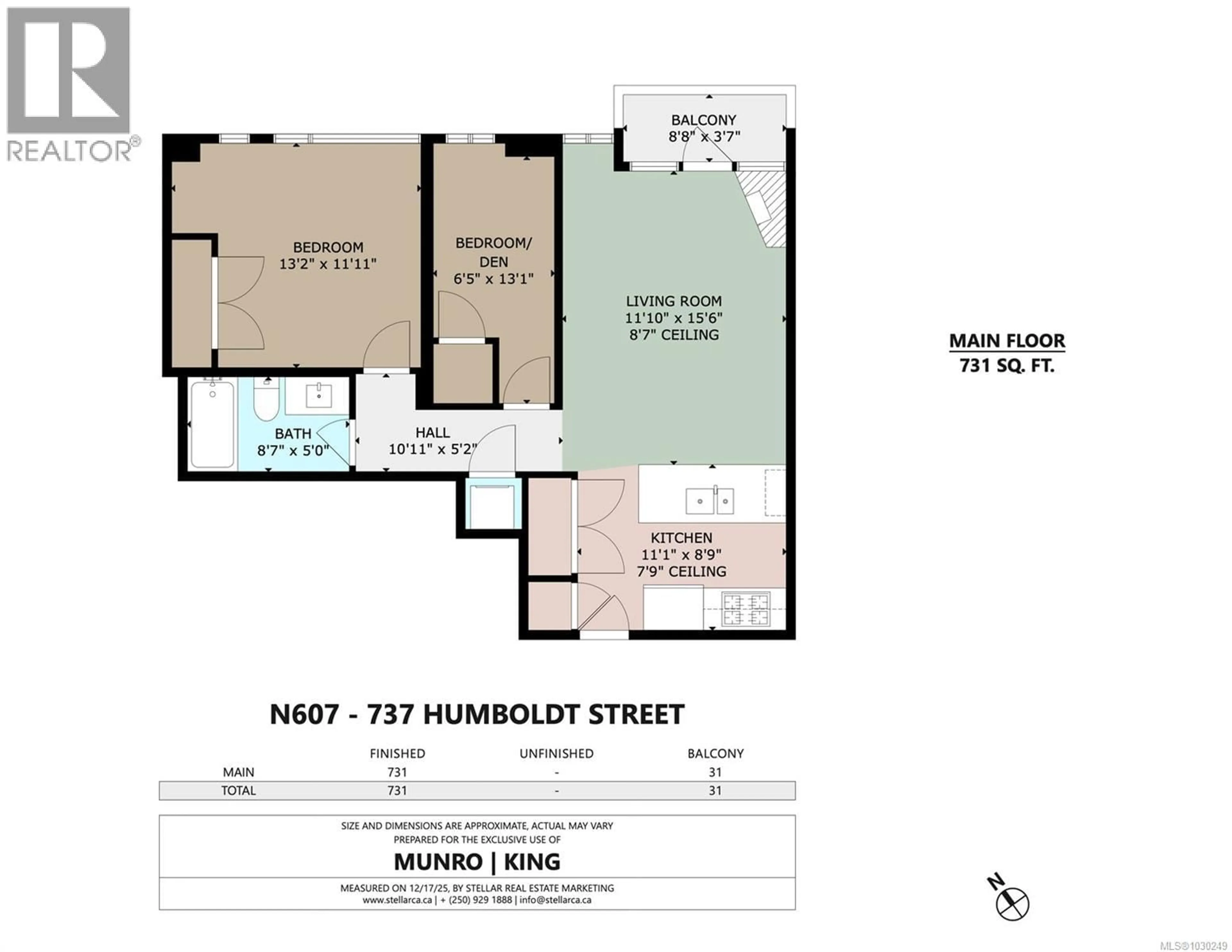 Floor plan for N607 - 737 HUMBOLDT STREET, Victoria British Columbia V8W1B1