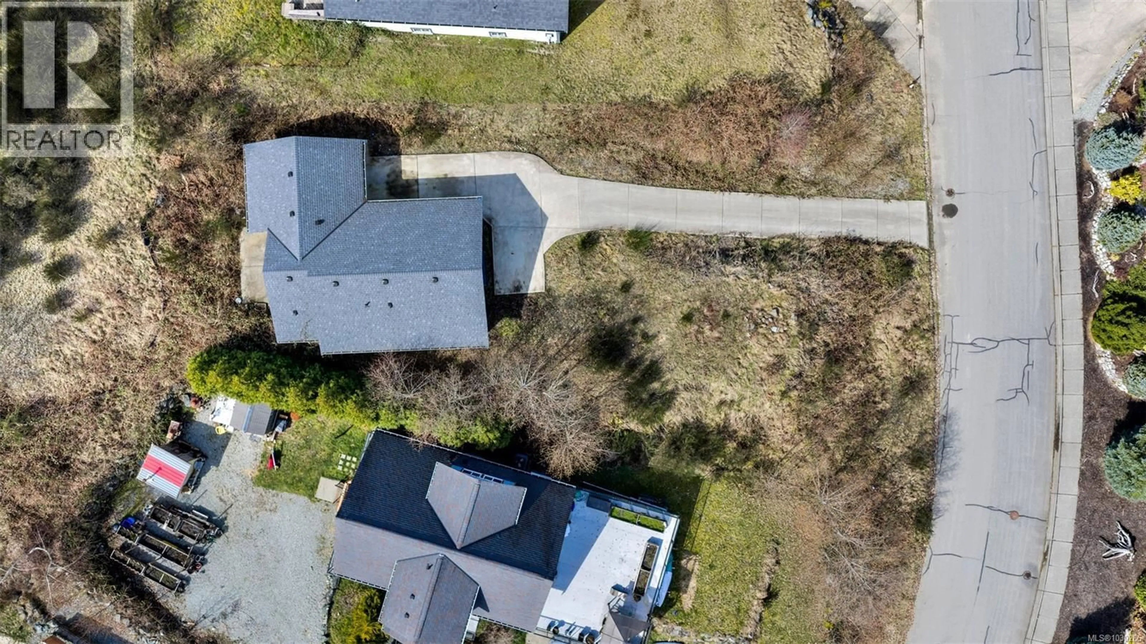 A pic from outside/outdoor area/front of a property/back of a property/a pic from drone, street for 466 POINT IDEAL DRIVE, Lake Cowichan British Columbia V0R2G0