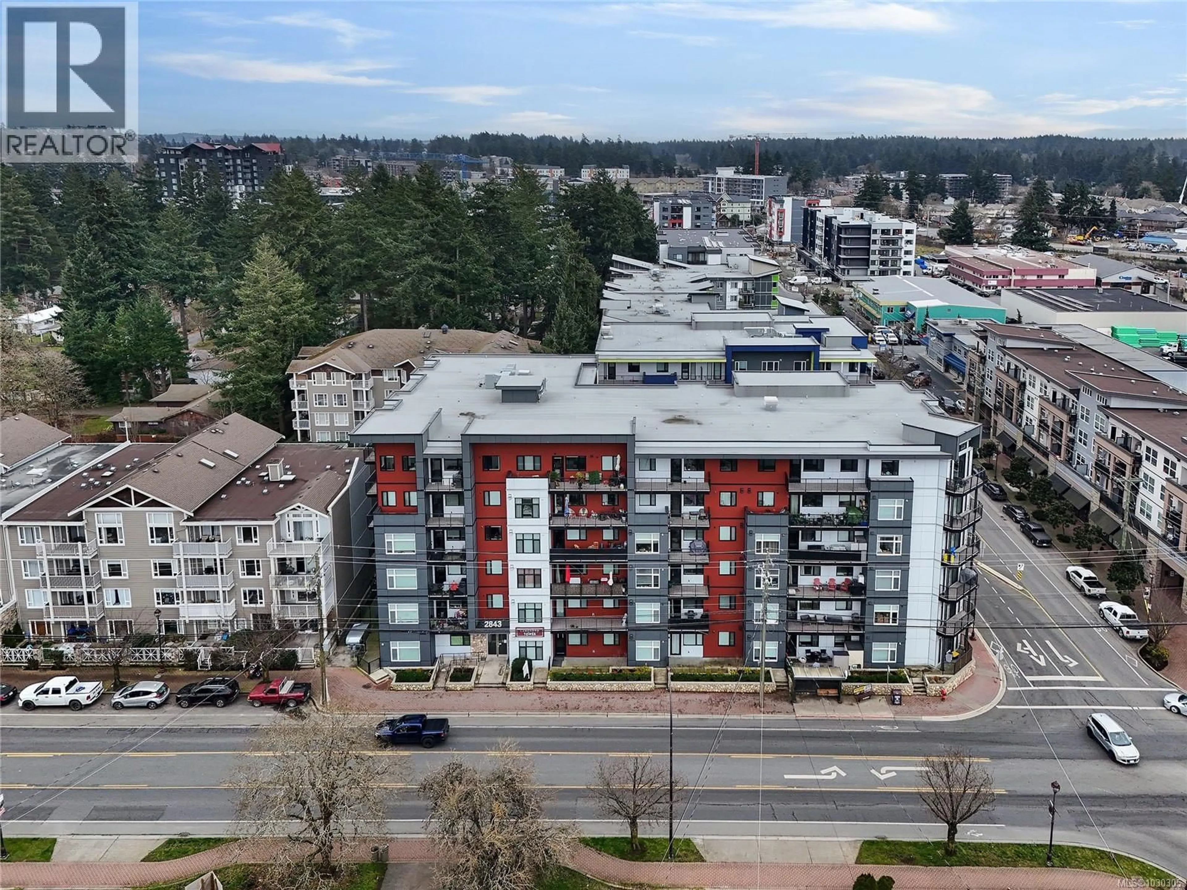 A pic from outside/outdoor area/front of a property/back of a property/a pic from drone, city buildings view from balcony for 406 - 2843 JACKLIN ROAD, Langford British Columbia V9B4P4