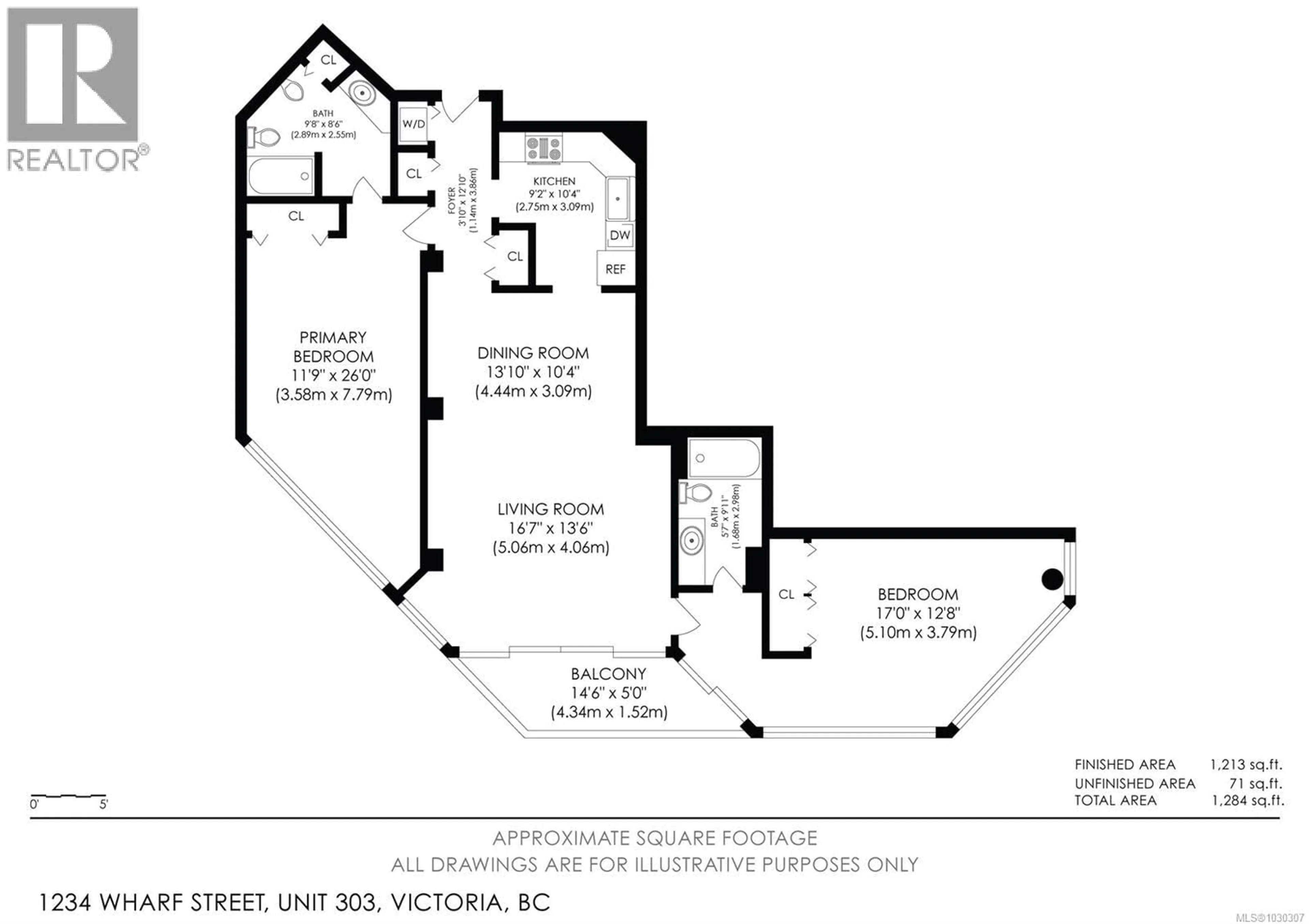 Floor plan for 303 - 1234 WHARF STREET, Victoria British Columbia V8W3H9