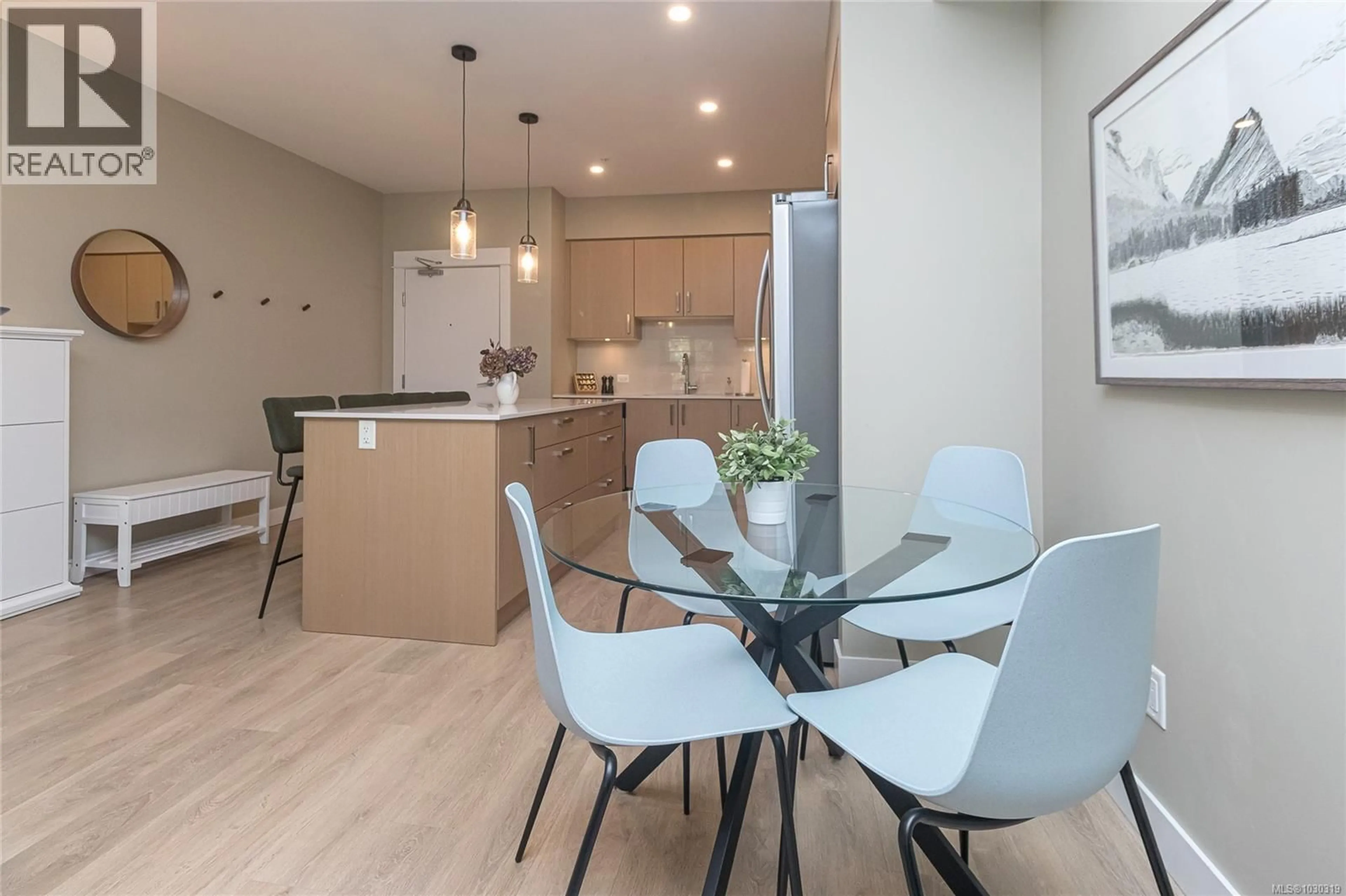Open concept kitchen, wood/laminate floor for 303 - 290 WILFERT ROAD, View Royal British Columbia V9C0H6