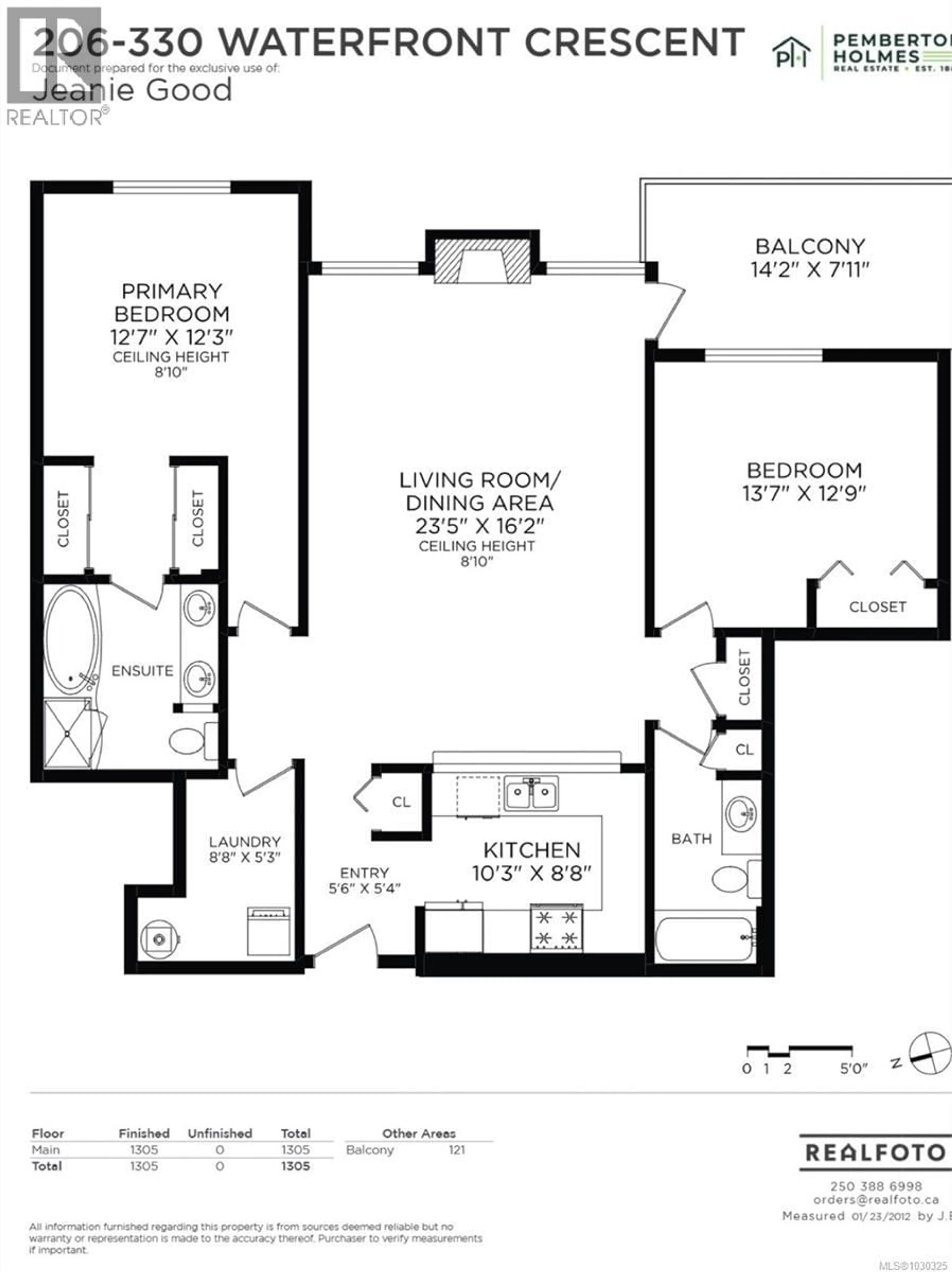 Floor plan for 206 - 330 WATERFRONT CRESCENT, Victoria British Columbia V8T5K3