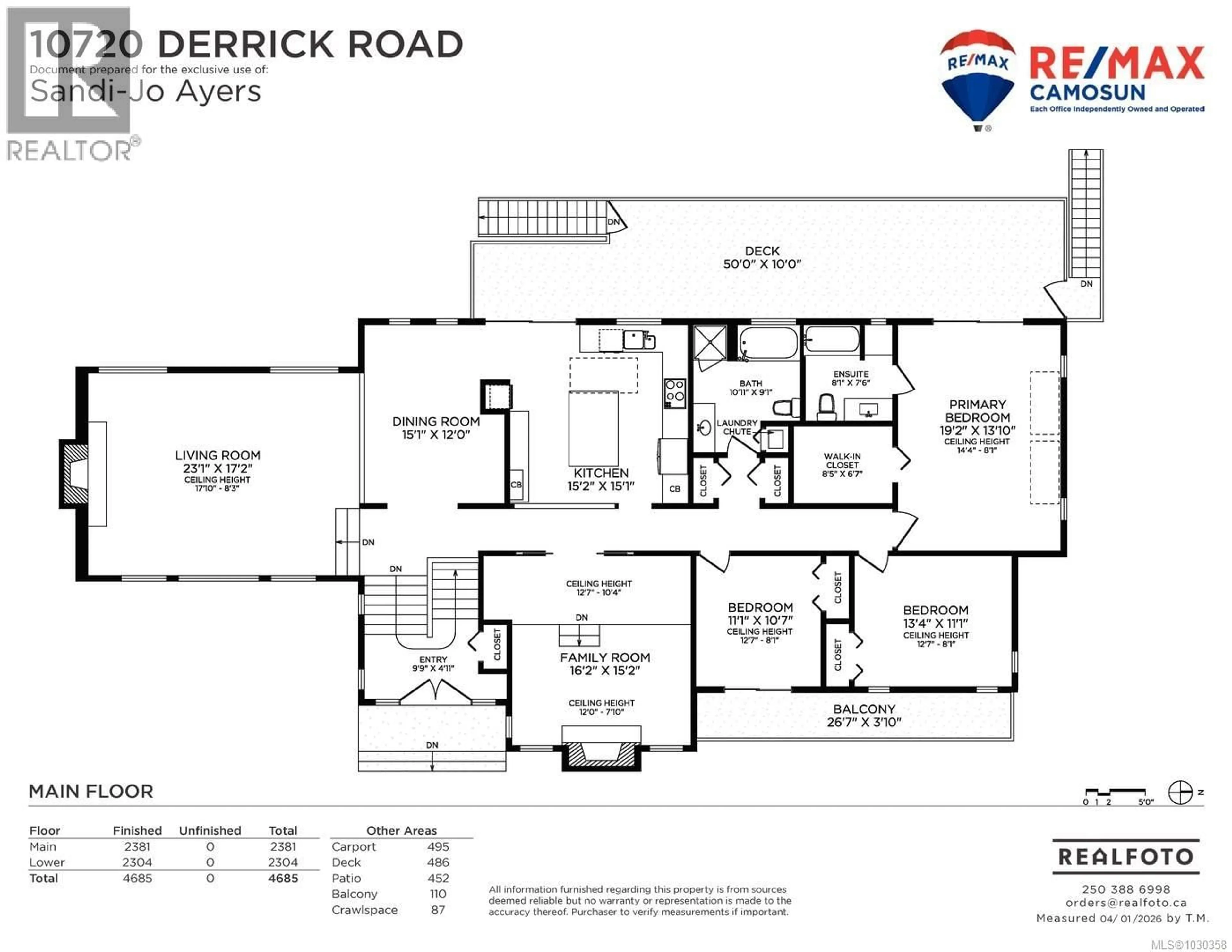Floor plan for 10720 DERRICK ROAD, North Saanich British Columbia V8L5M8