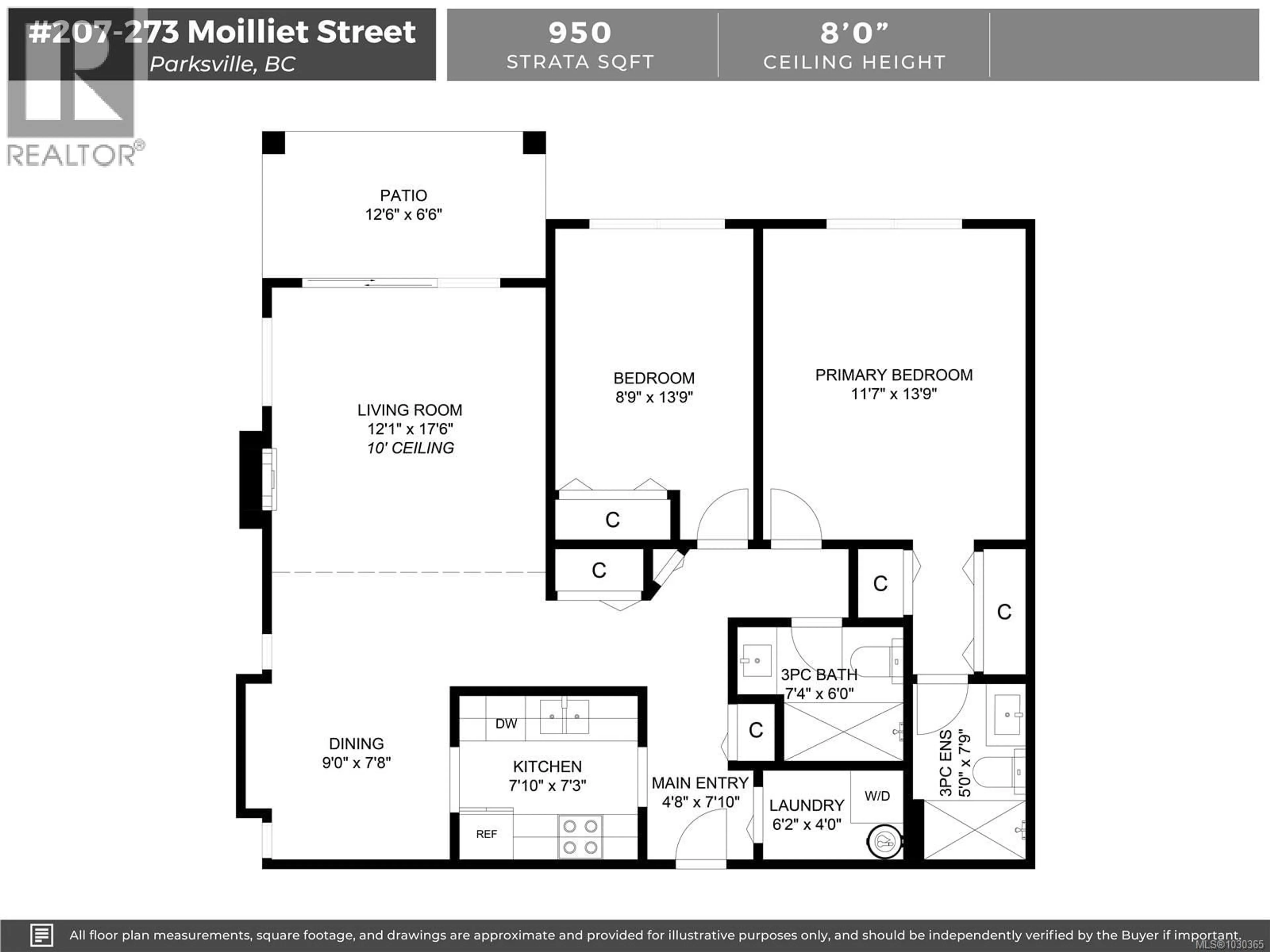 Floor plan for 207 - 273 MOILLIET STREET SOUTH, Parksville British Columbia V9P1M9