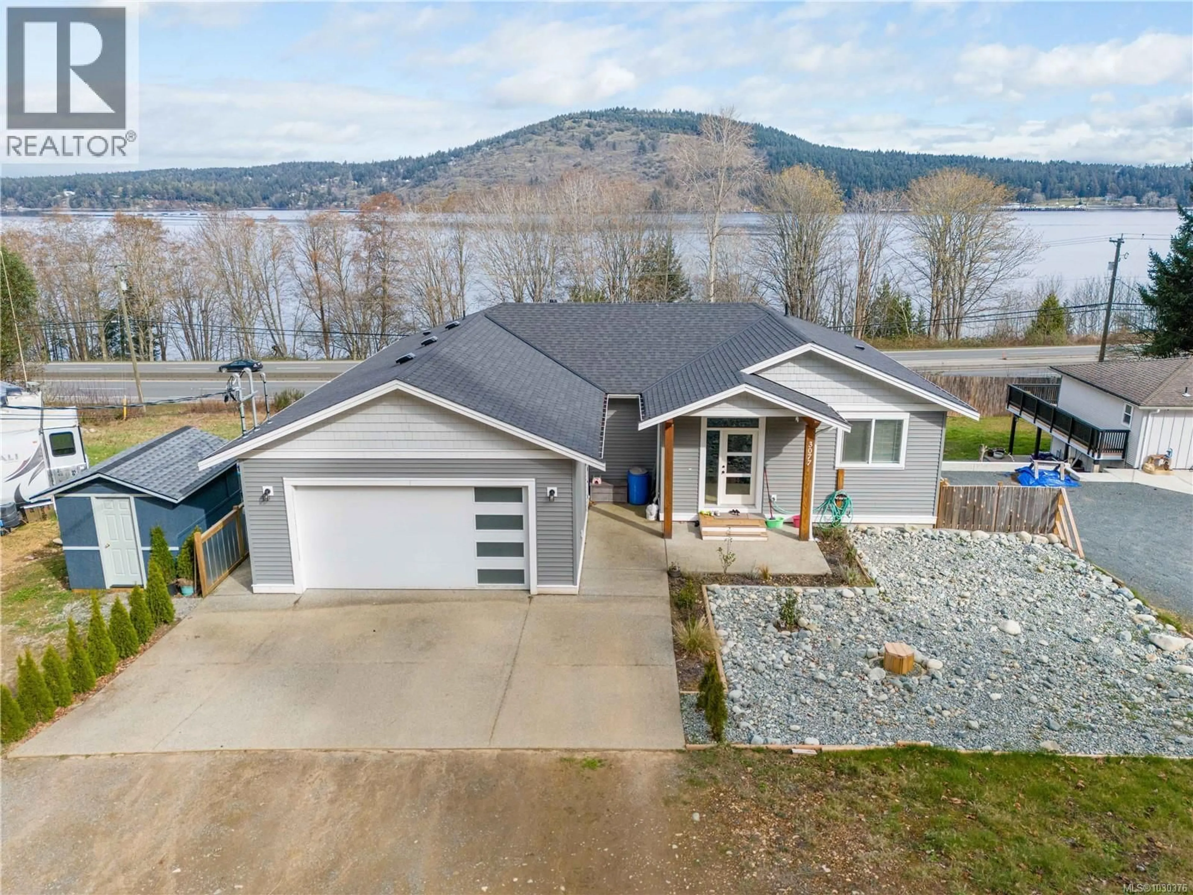A pic from outside/outdoor area/front of a property/back of a property/a pic from drone, water/lake/river/ocean view for 3077 HILLVIEW ROAD, Lantzville British Columbia V0R2H0
