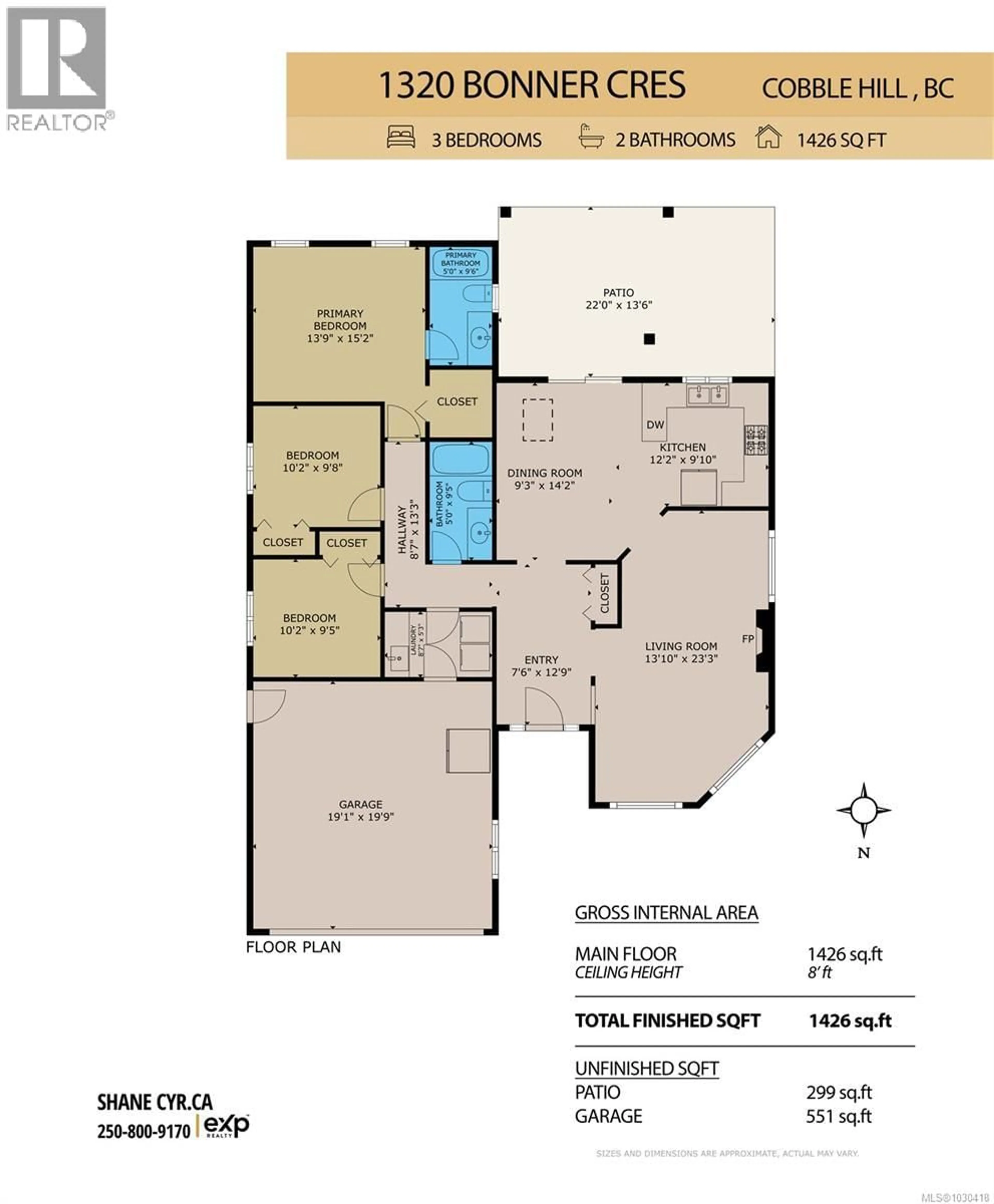 Floor plan for 1320 BONNER CRESCENT, Cobble Hill British Columbia V8H0K1