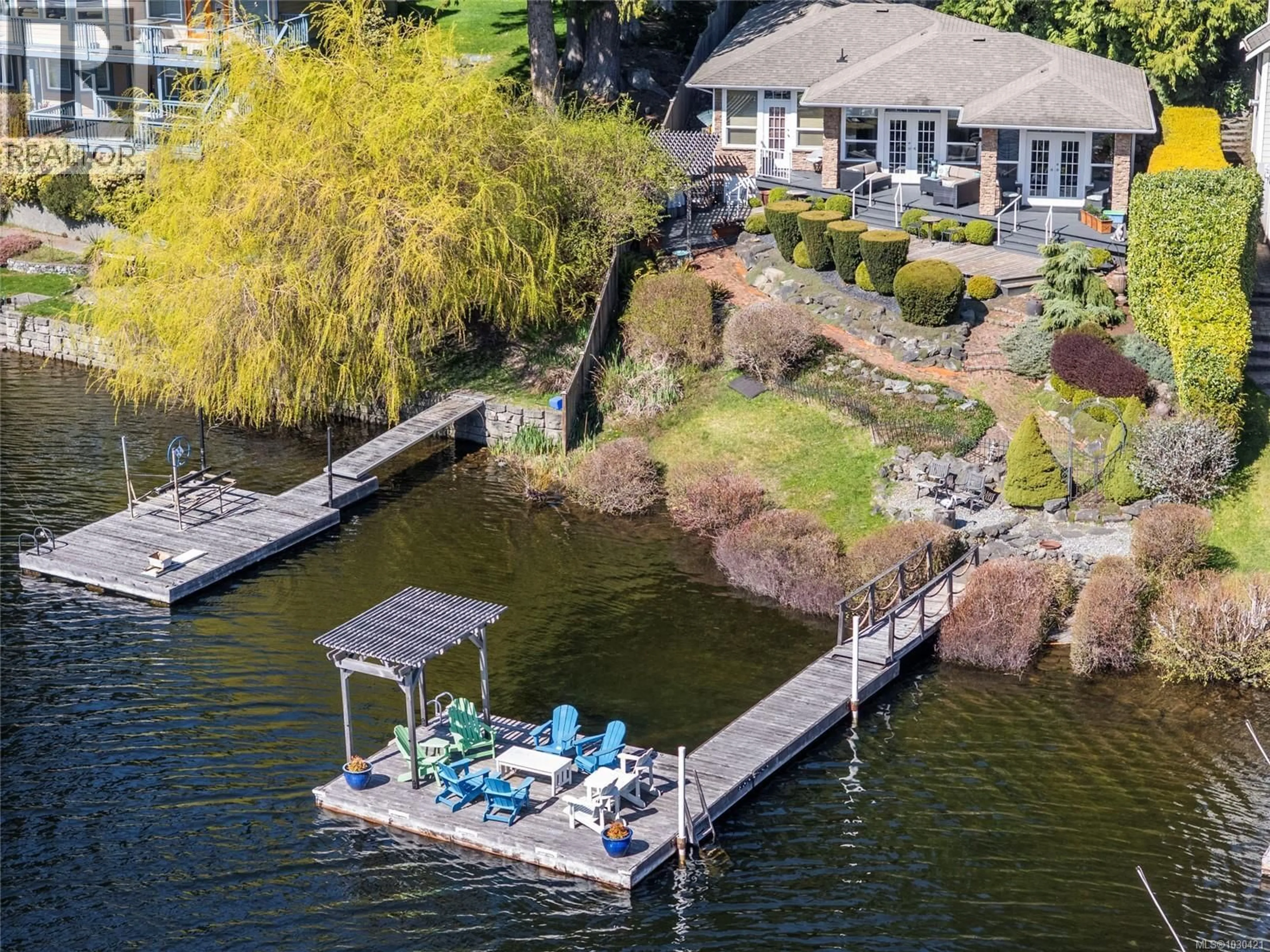 A pic from outside/outdoor area/front of a property/back of a property/a pic from drone, water/lake/river/ocean view for 2308 RENFREW ROAD, Shawnigan Lake British Columbia V8H2E8