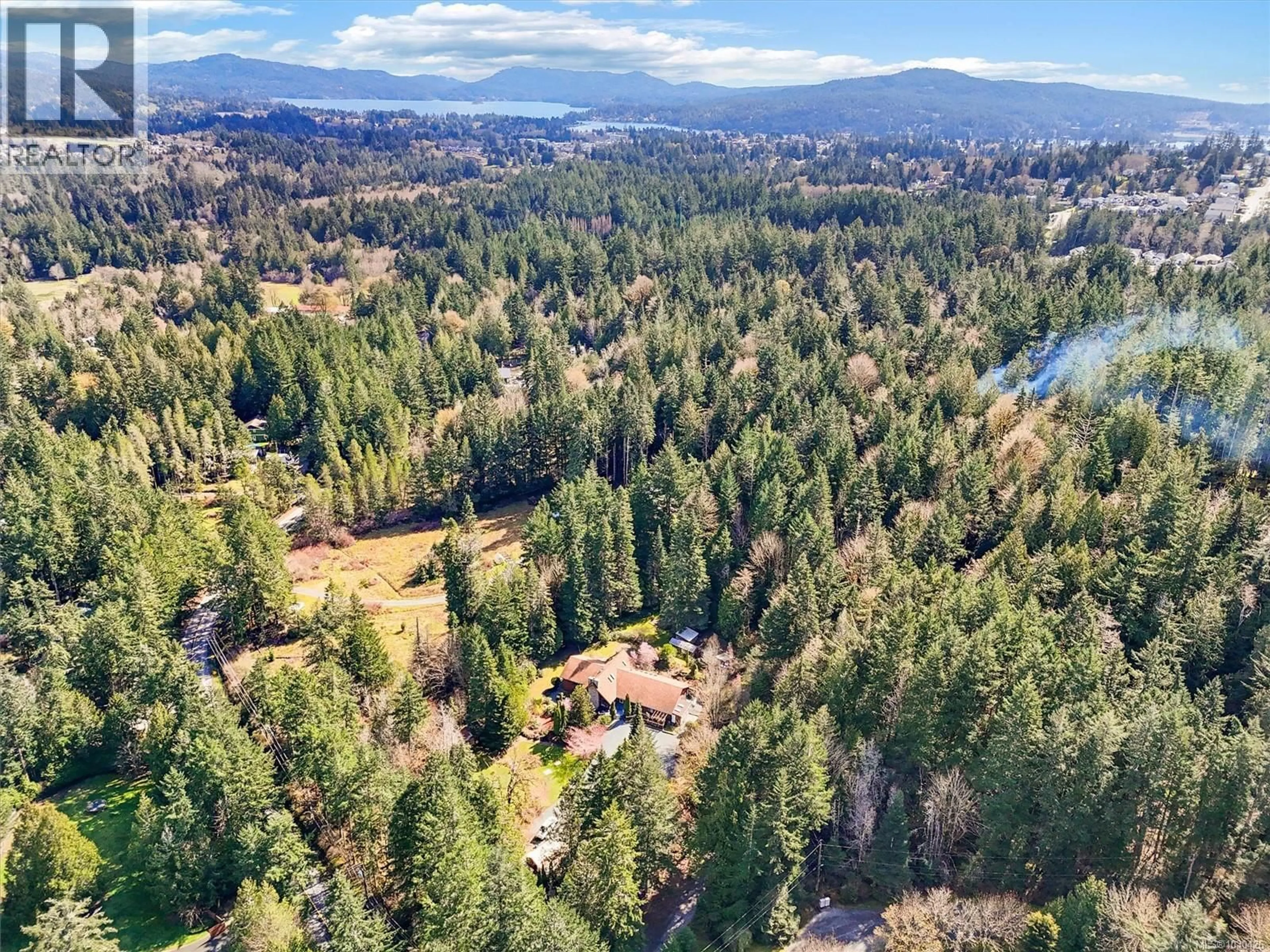 A pic from outside/outdoor area/front of a property/back of a property/a pic from drone, forest/trees view for 6907 SELLARS ROAD, Sooke British Columbia V9Z0K9
