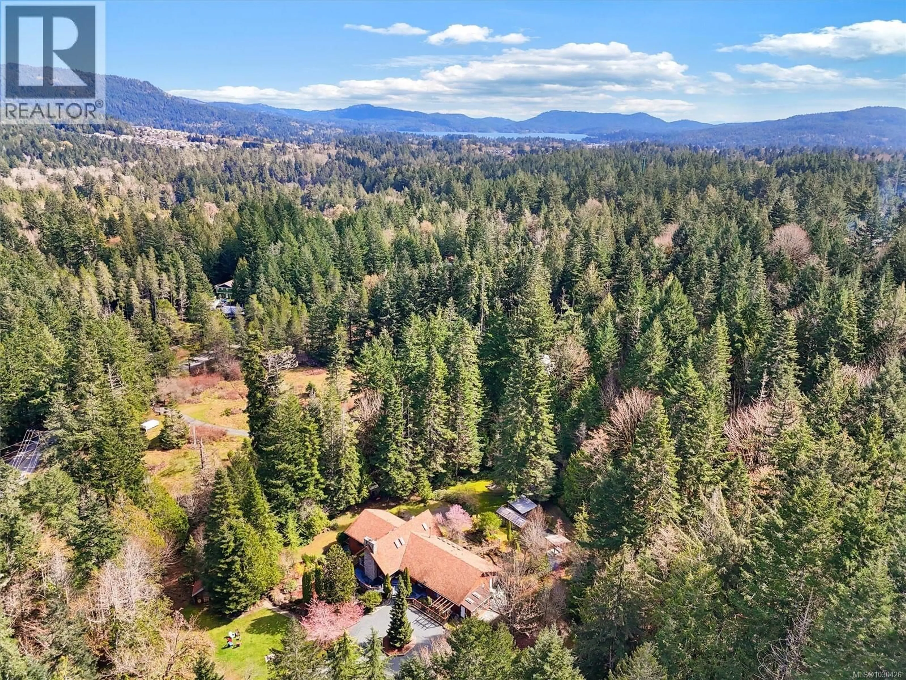 A pic from outside/outdoor area/front of a property/back of a property/a pic from drone, forest/trees view for 6907 SELLARS ROAD, Sooke British Columbia V9Z0K9