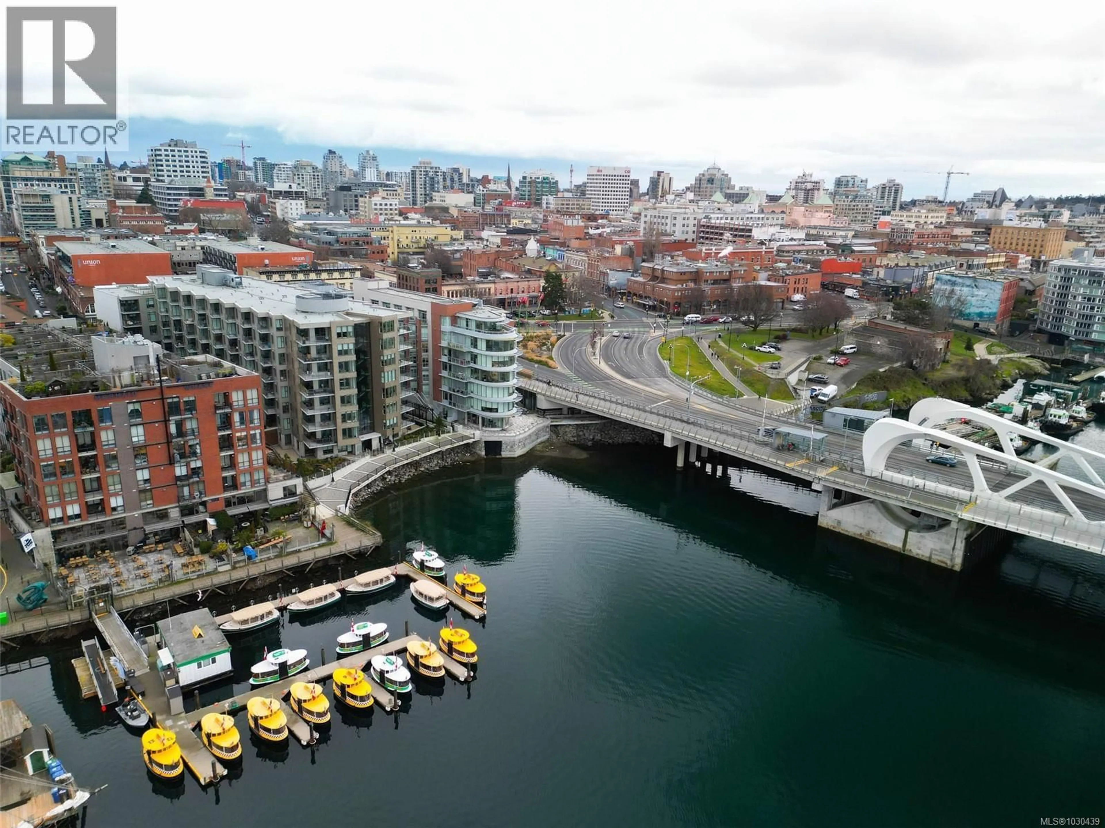 A pic from outside/outdoor area/front of a property/back of a property/a pic from drone, water/lake/river/ocean view for 807 - 1628 STORE STREET, Victoria British Columbia V8W3K3