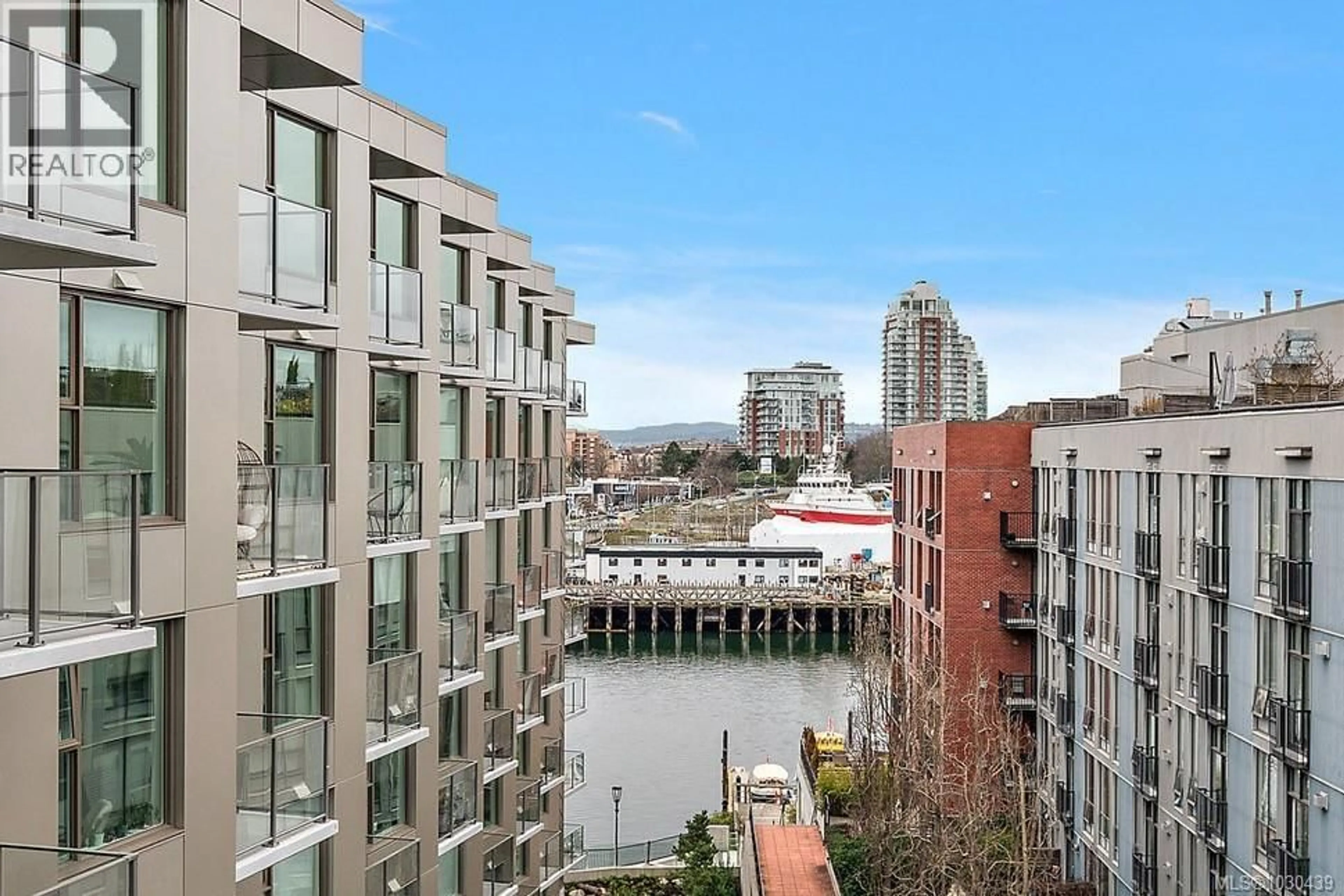Balcony in the apartment, city buildings view from balcony for 807 - 1628 STORE STREET, Victoria British Columbia V8W3K3