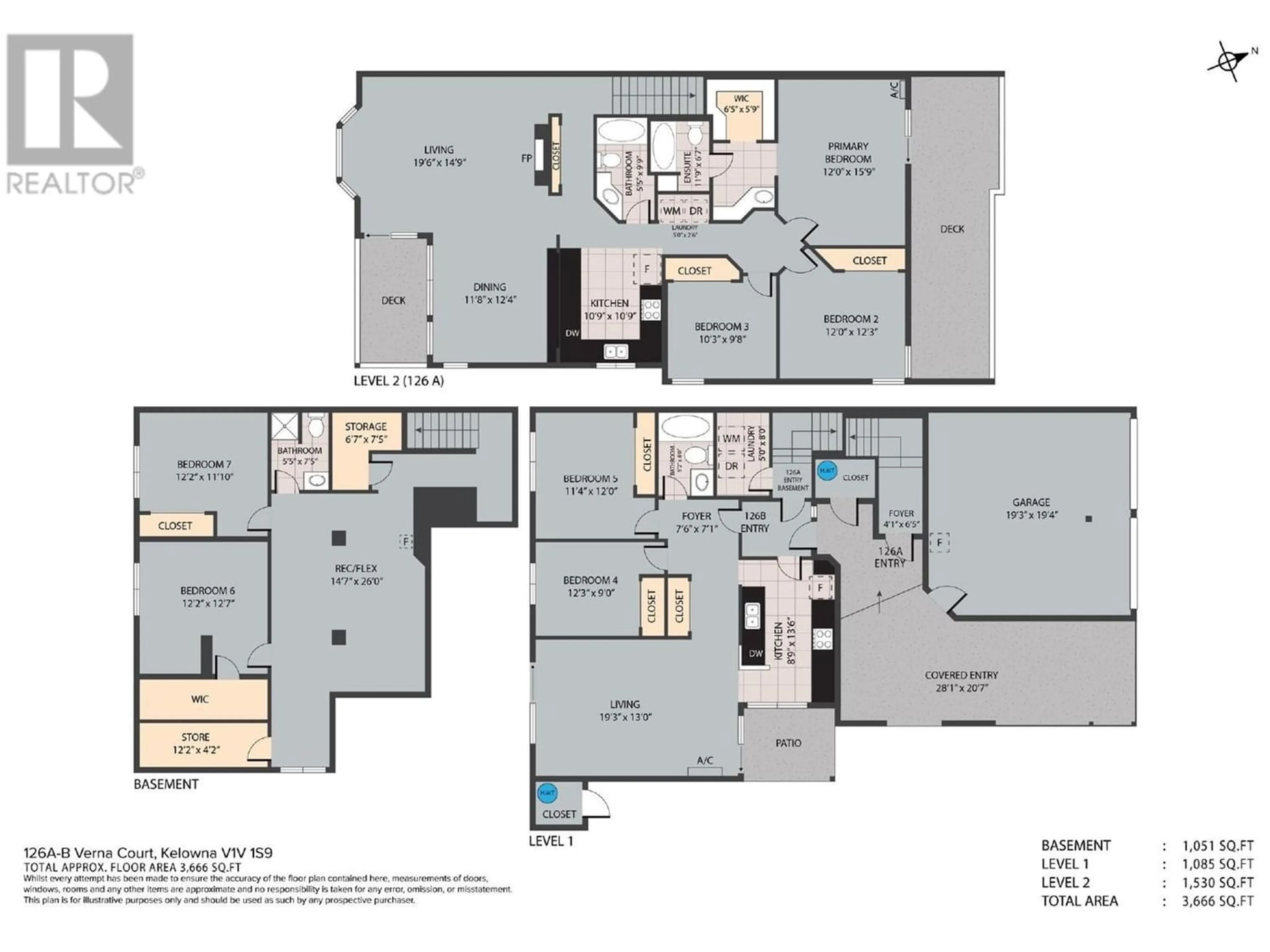 Floor plan for 126 Verna Court, Kelowna British Columbia V1V1S9