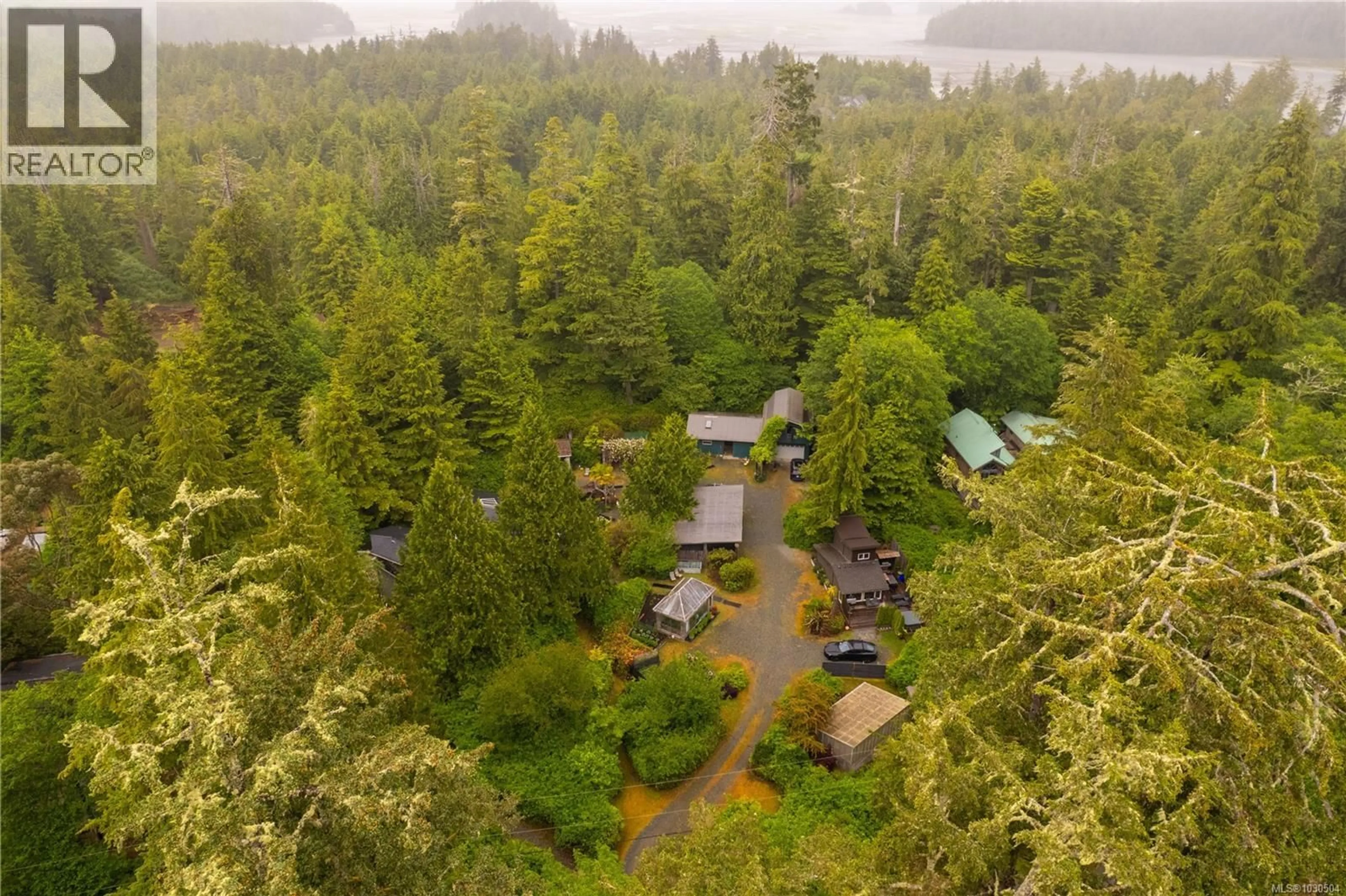 A pic from outside/outdoor area/front of a property/back of a property/a pic from drone, forest/trees view for 1364 CHESTERMAN BEACH ROAD, Tofino British Columbia V0R2Z0
