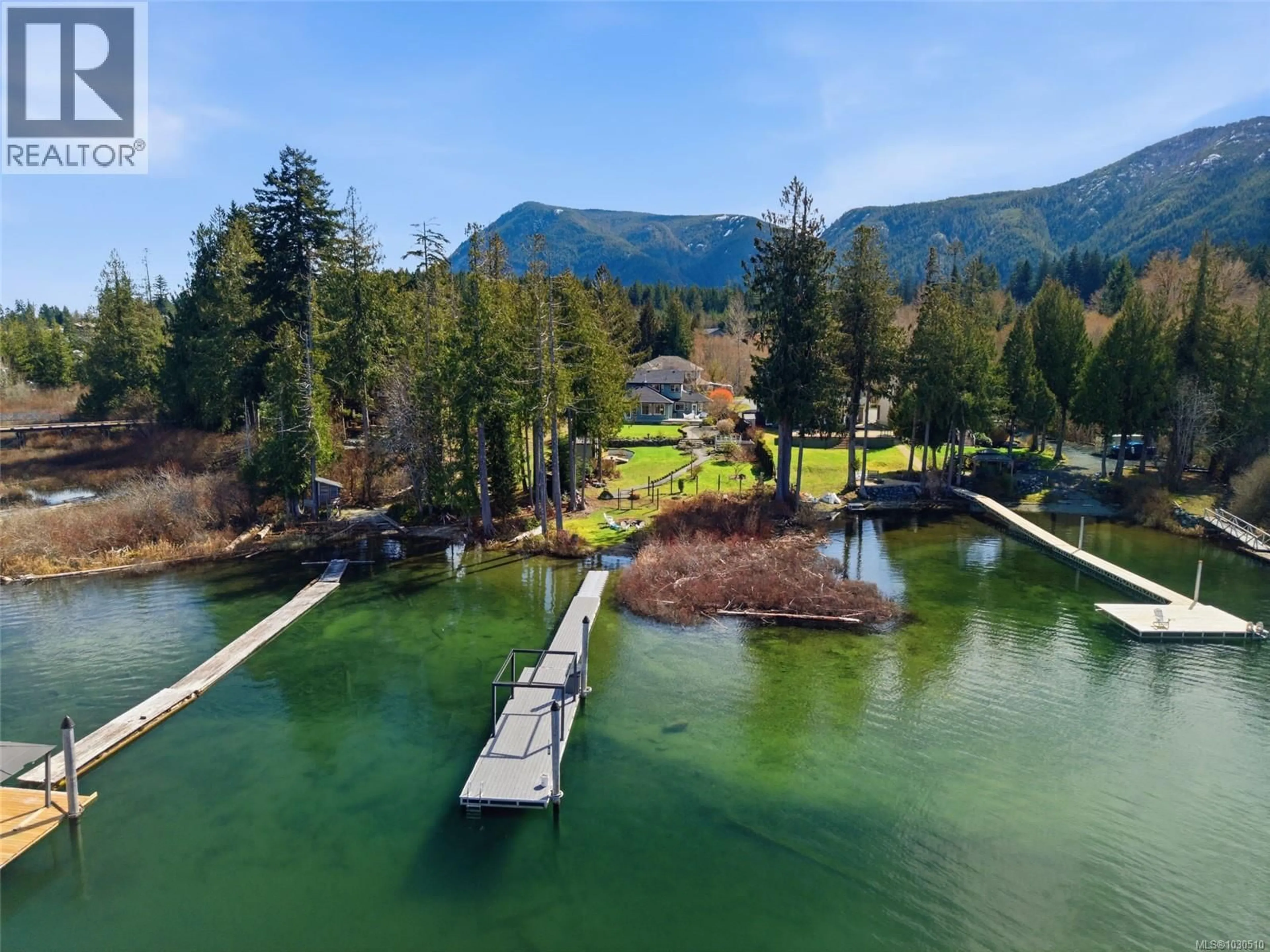 A pic from outside/outdoor area/front of a property/back of a property/a pic from drone, water/lake/river/ocean view for 521 POINT IDEAL DRIVE, Lake Cowichan British Columbia V0R2G0