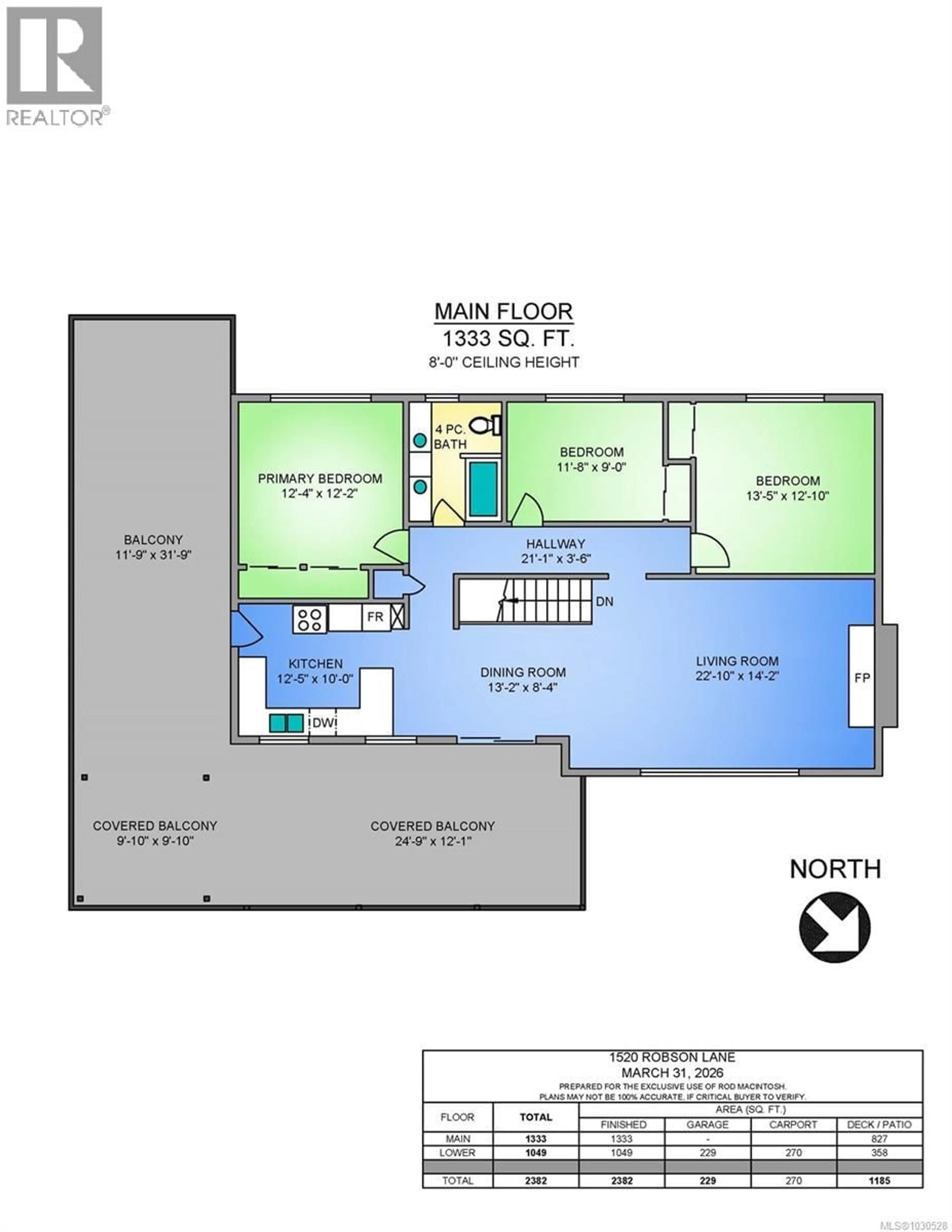 Floor plan for 1520 ROBSON LANE, Cowichan Bay British Columbia V0R1N1