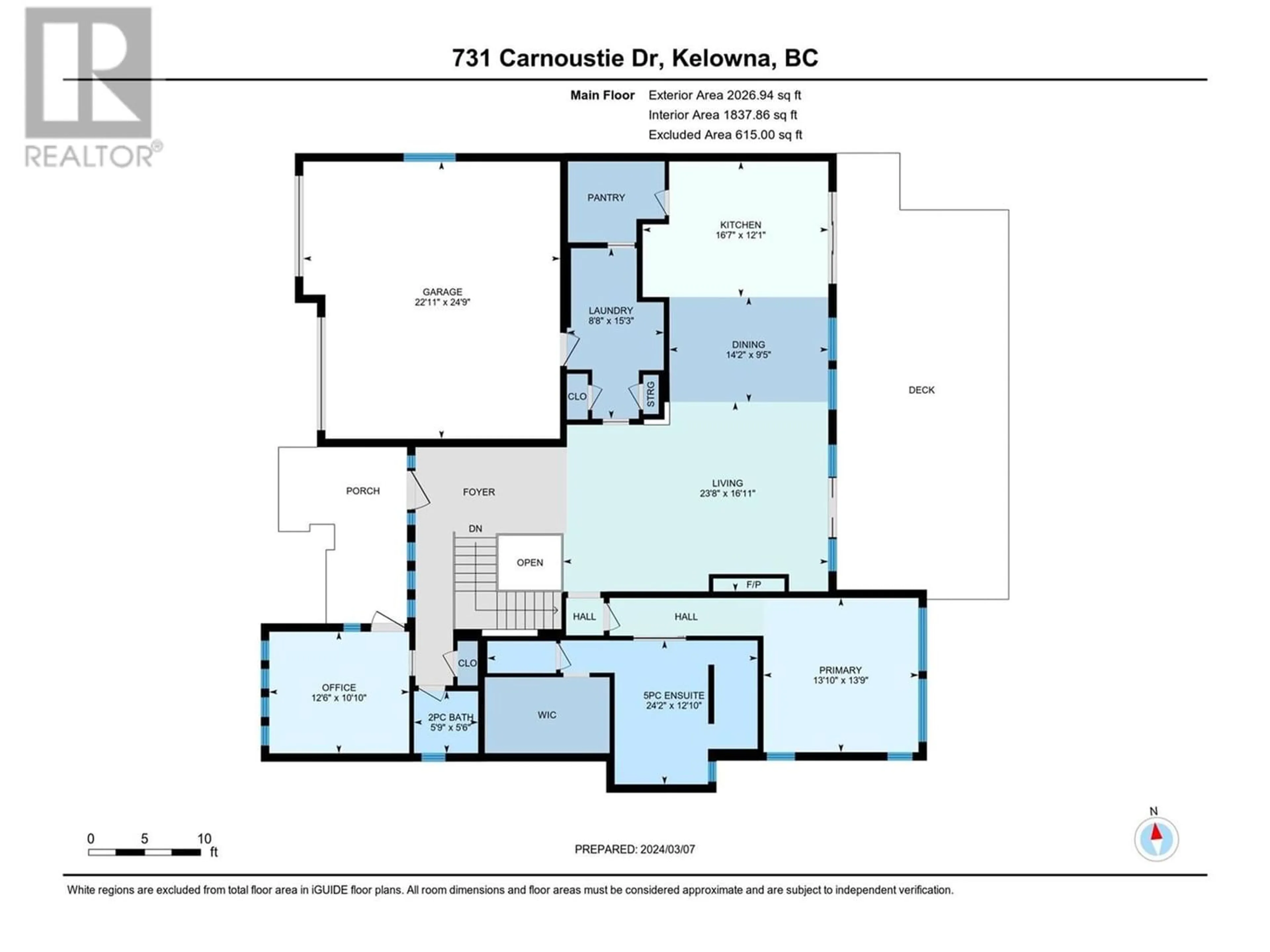 Floor plan for 731 Carnoustie Drive, Kelowna British Columbia V1P1V2