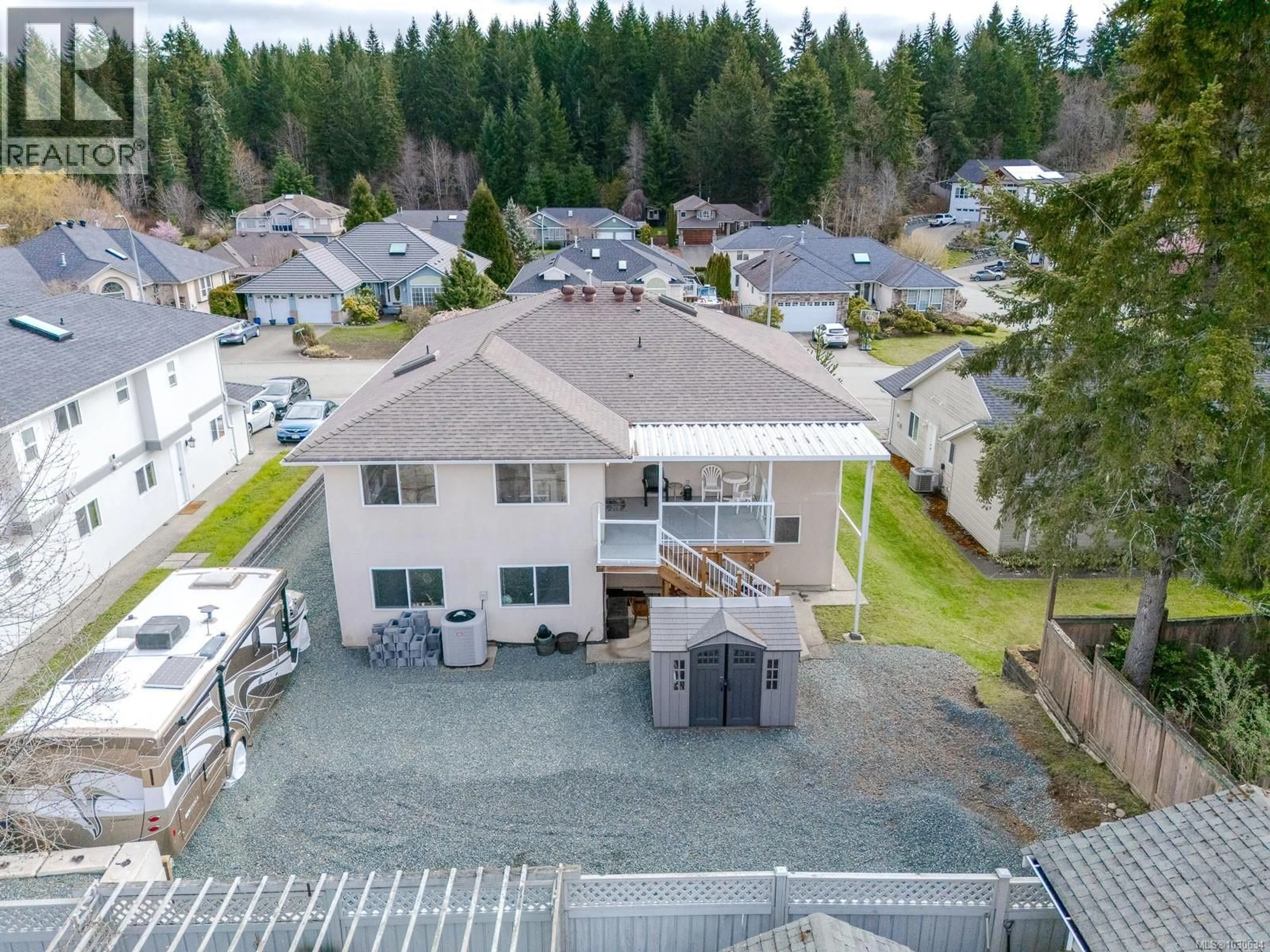 A pic from outside/outdoor area/front of a property/back of a property/a pic from drone, mountain view for 3816 KEEHA DRIVE, Port Alberni British Columbia V9Y8C8