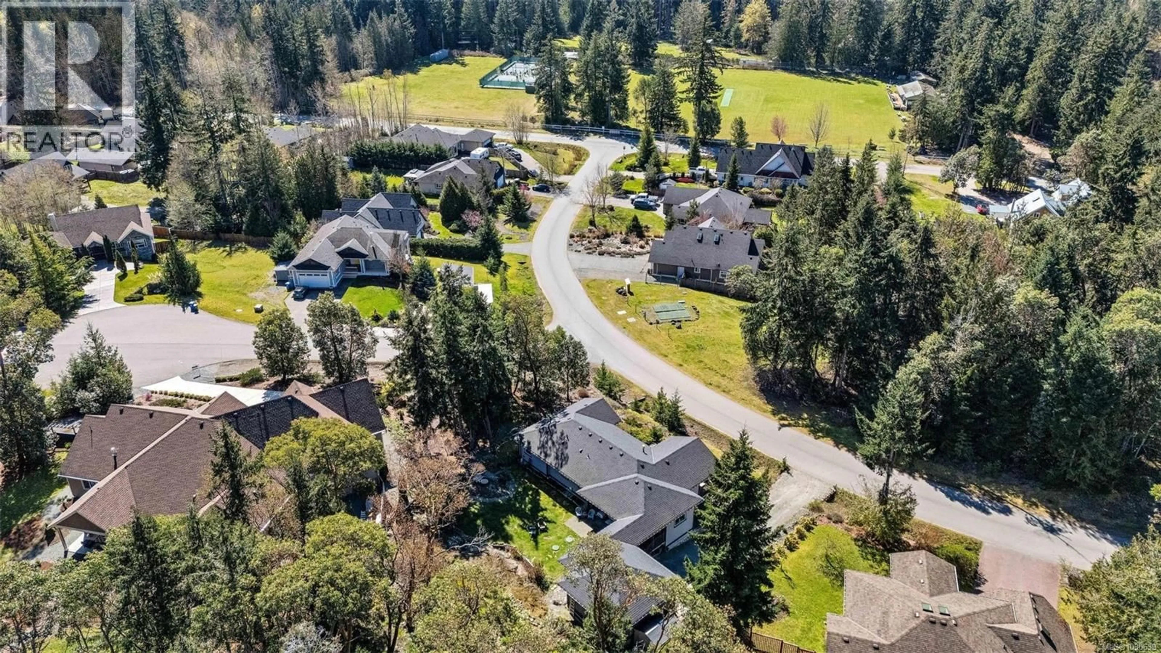 A pic from outside/outdoor area/front of a property/back of a property/a pic from drone, street for 2618 NATALIE ROAD, Shawnigan Lake British Columbia V0R2W2