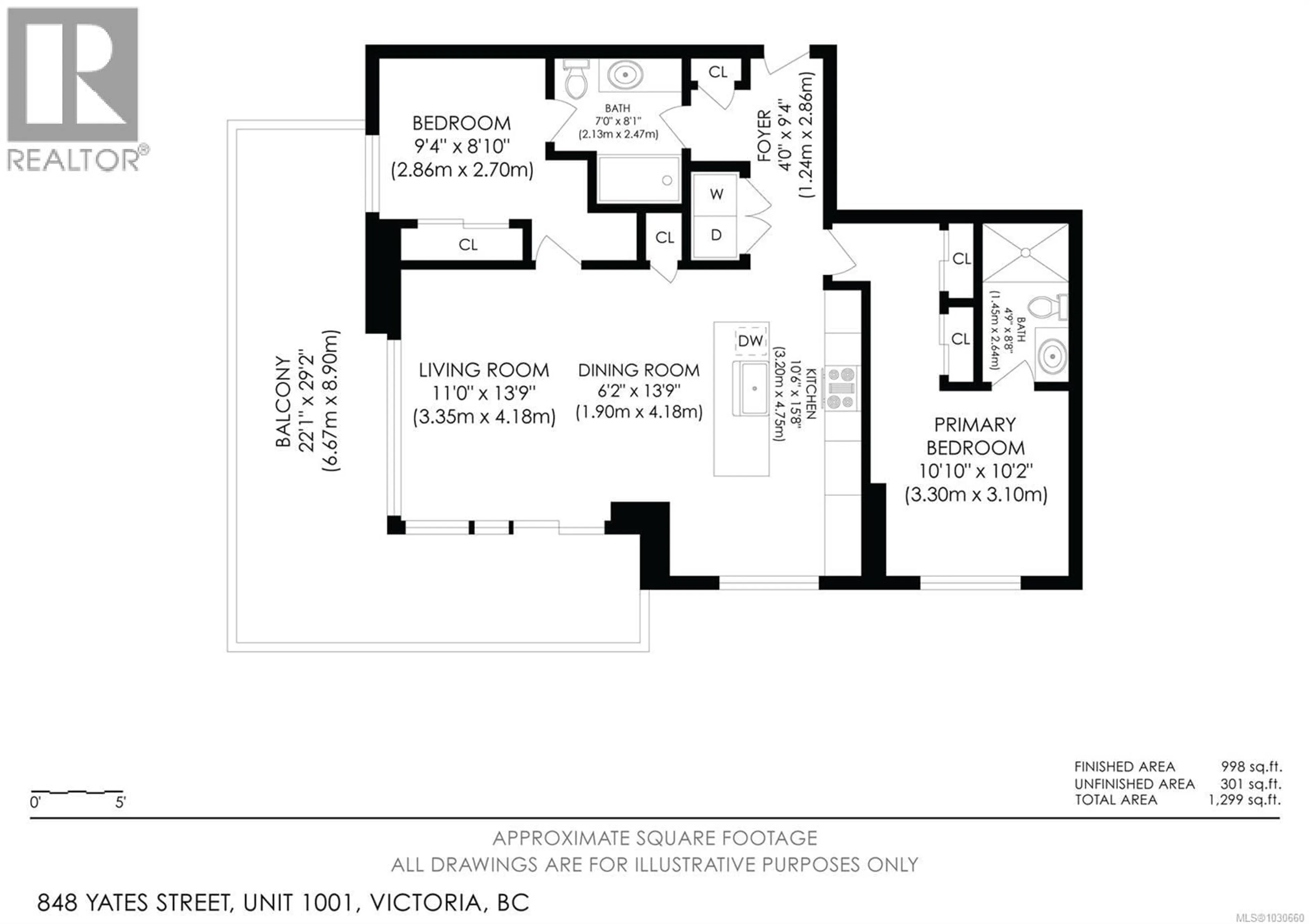 Floor plan for 1001 - 848 YATES STREET, Victoria British Columbia V8W0G2