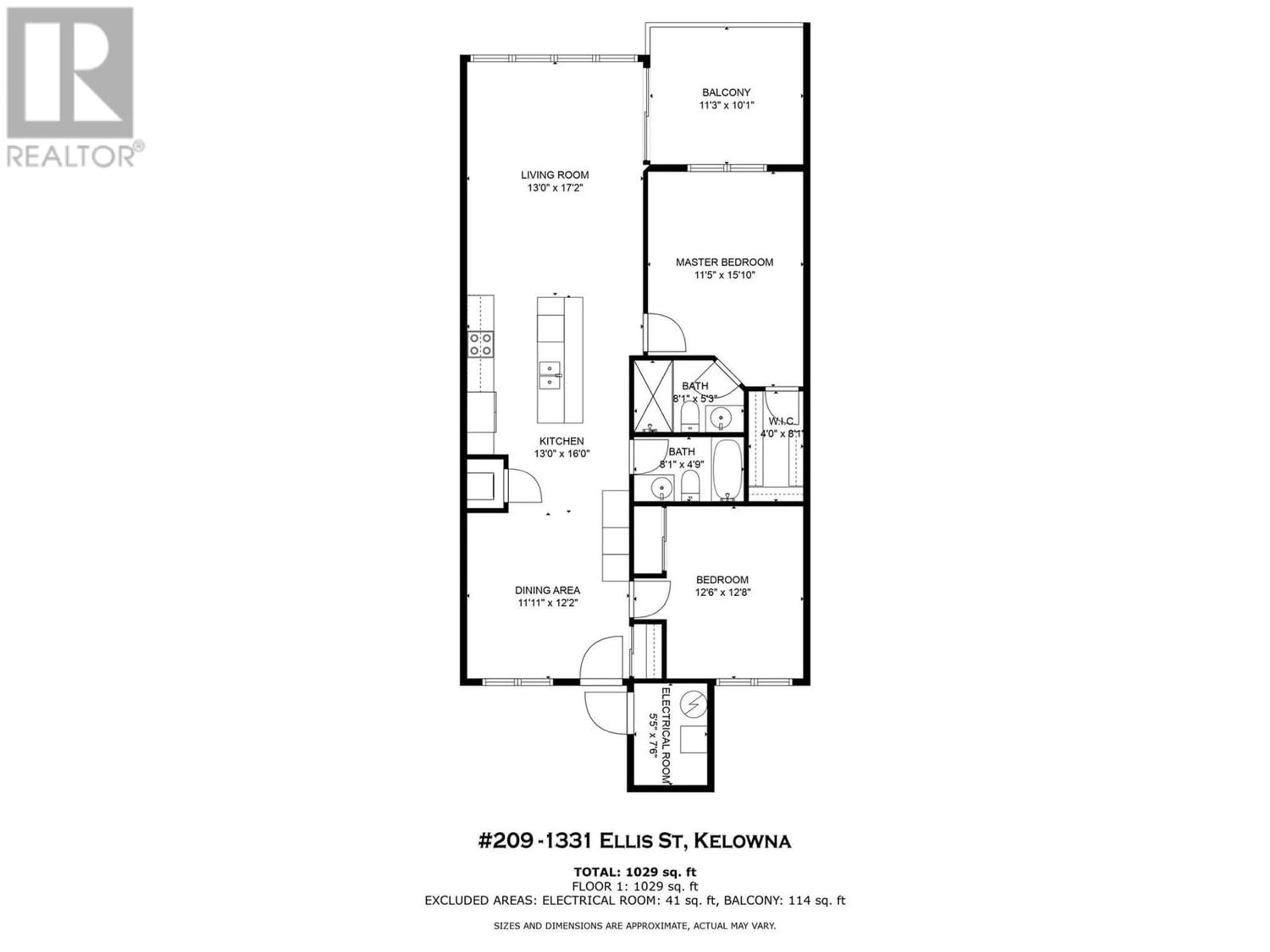 Floor plan for 1331 Ellis Street Unit# 209, Kelowna British Columbia V1Y1Z9