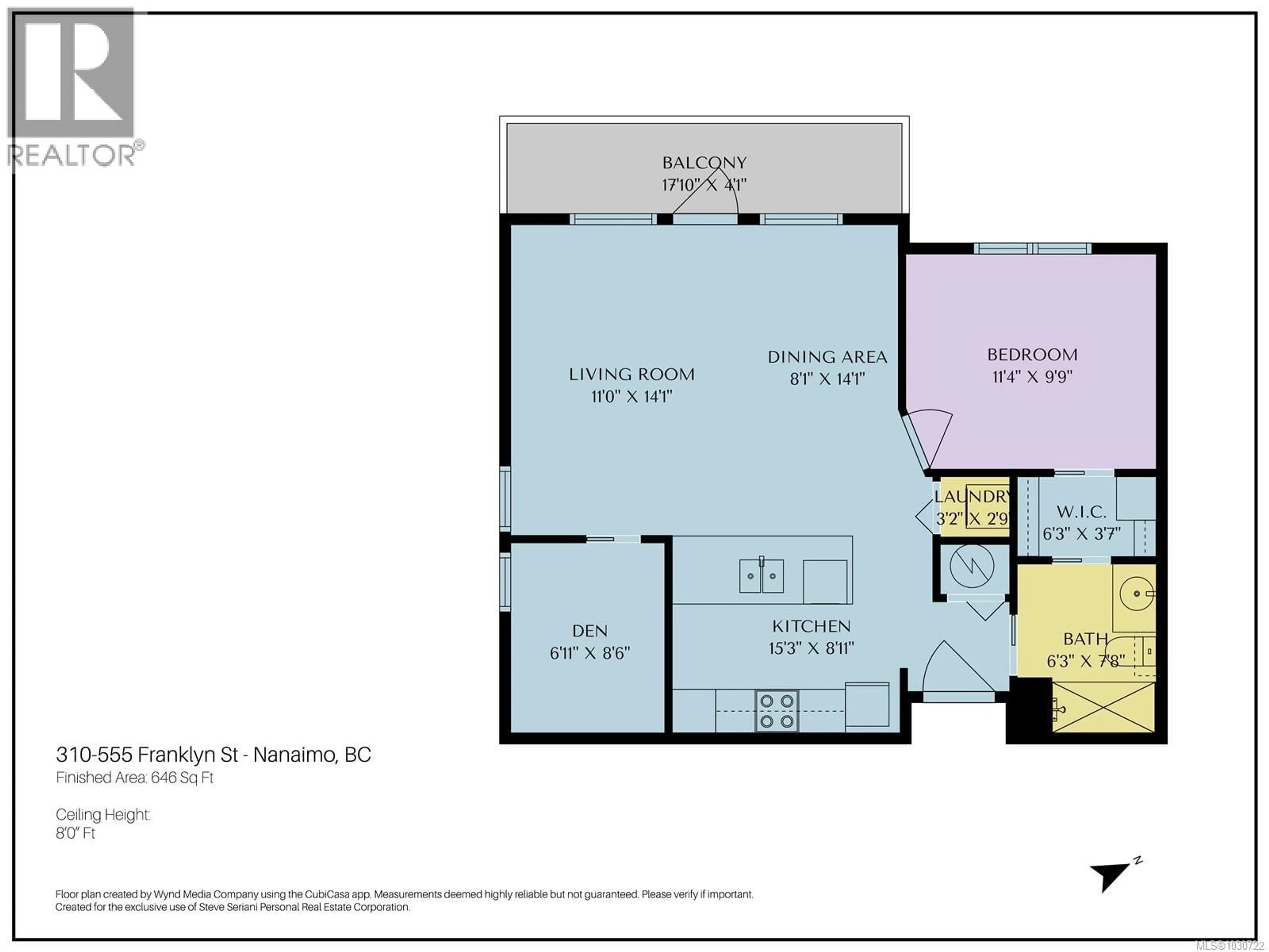 Floor plan for 310 - 555 FRANKLYN STREET, Nanaimo British Columbia V9R5X3
