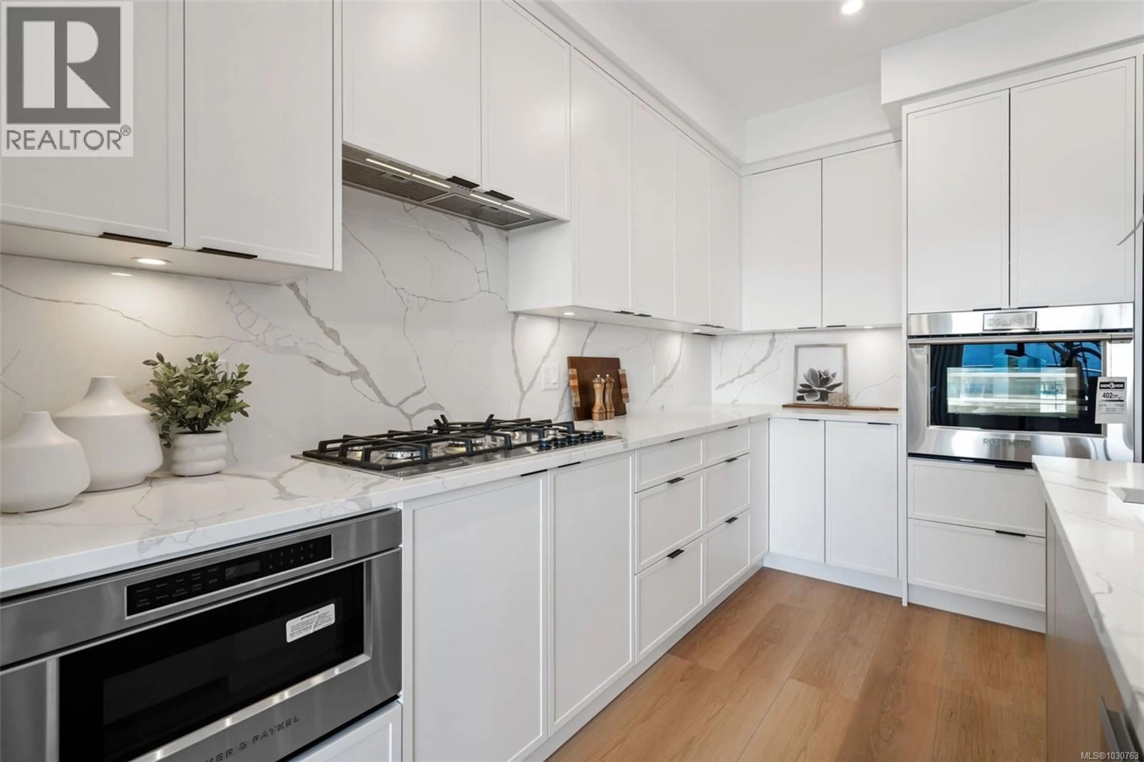 Contemporary kitchen, ceramic/tile floor for 214 - 1810 SELENITE PLACE, Langford British Columbia V0V0V0