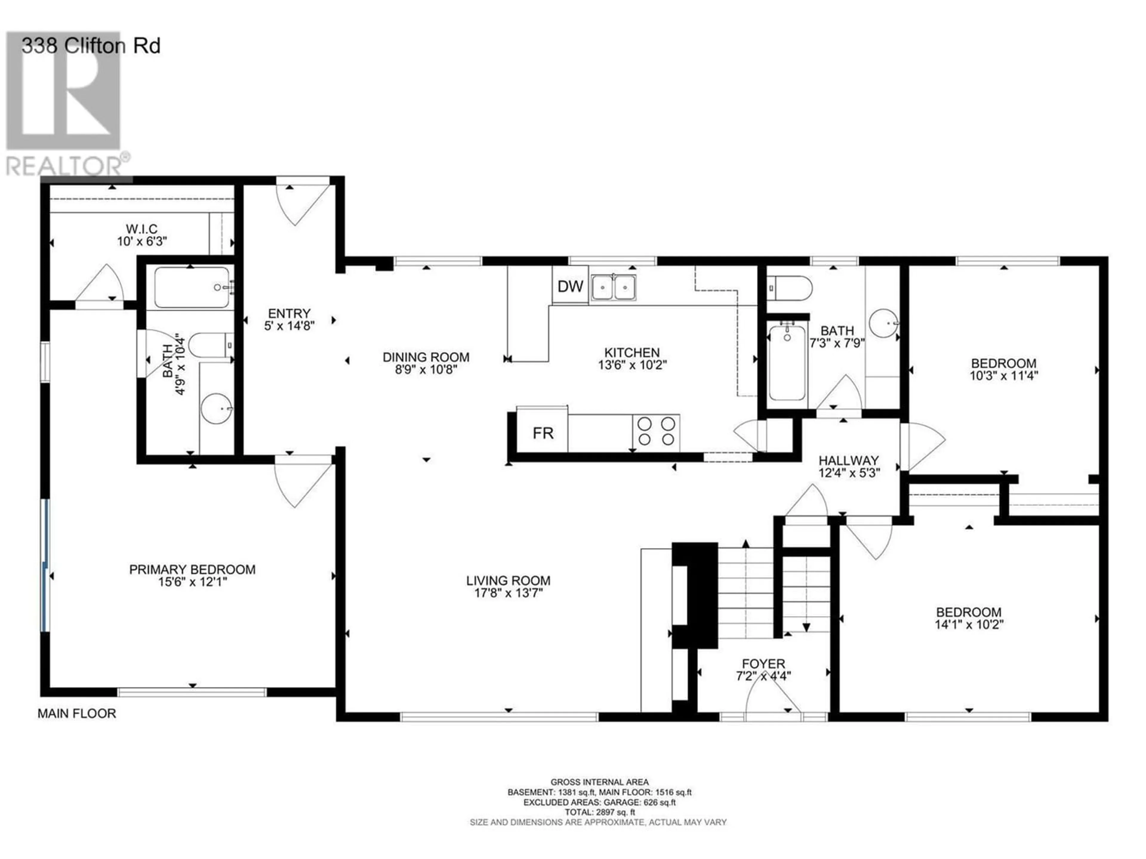 Floor plan for 338 Clifton Road, Kelowna British Columbia V1V1A5