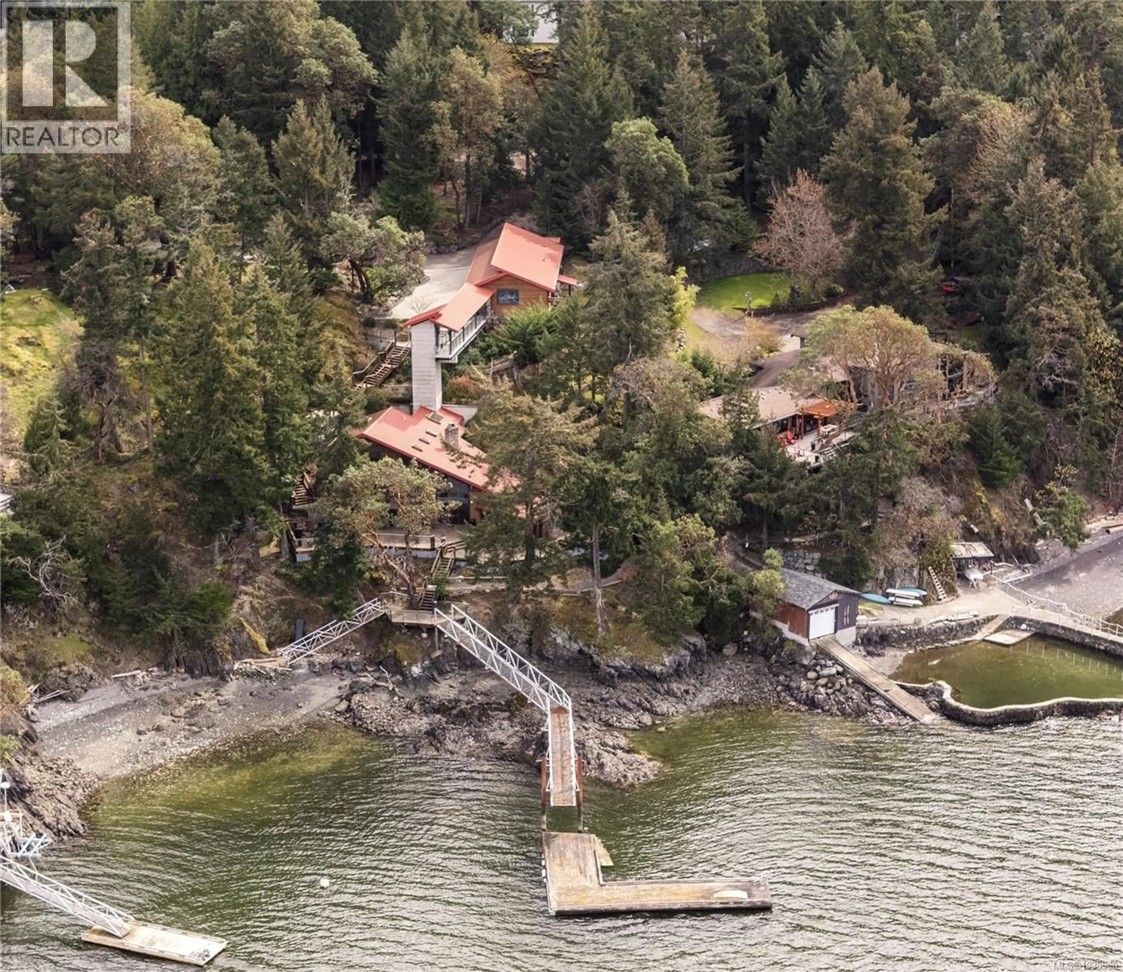 A pic from outside/outdoor area/front of a property/back of a property/a pic from drone, water/lake/river/ocean view for 6966 MARK LANE, Central Saanich British Columbia V9E2A1