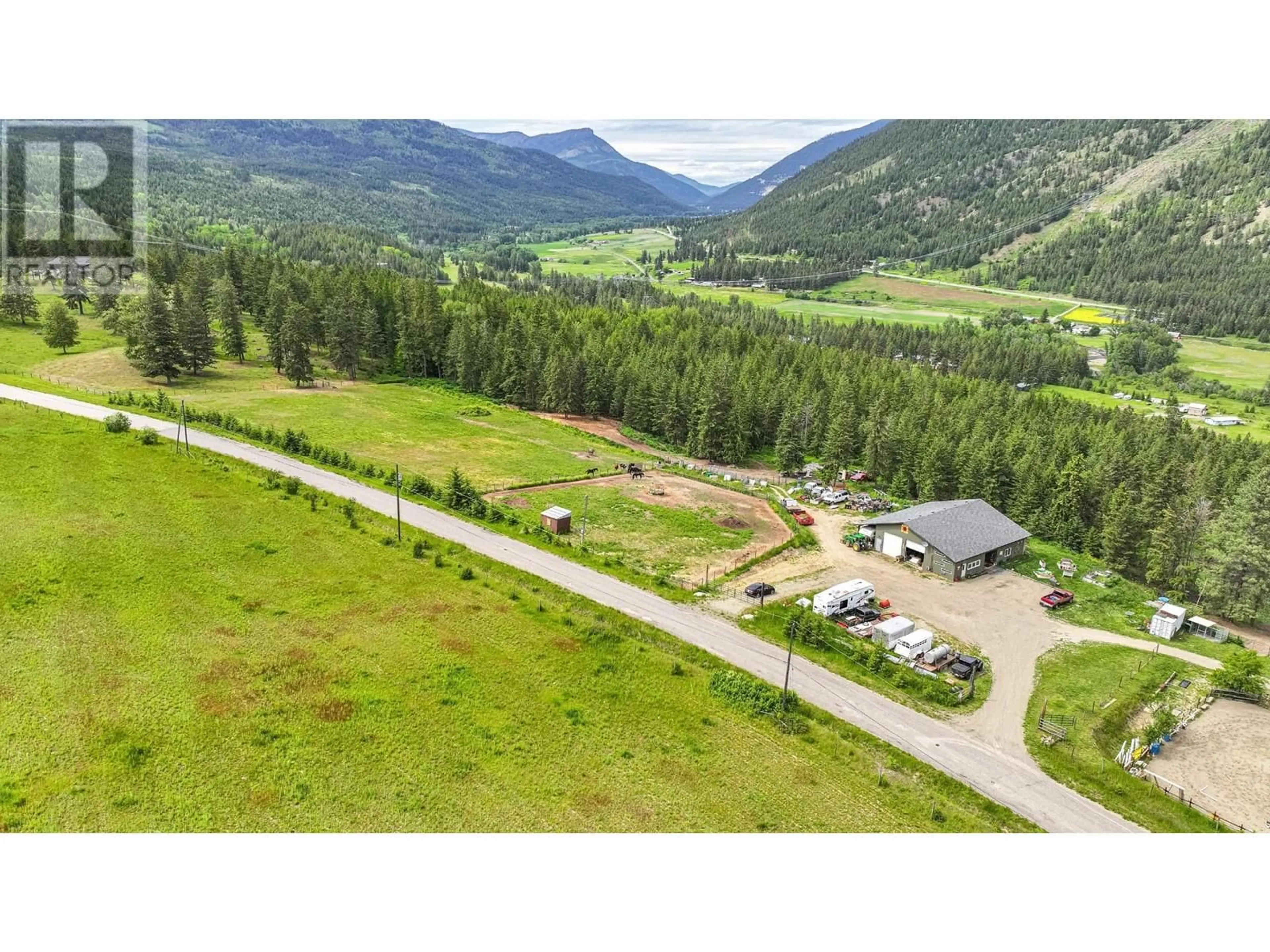 A pic from outside/outdoor area/front of a property/back of a property/a pic from drone, mountain view for 4598 CEDAR HILL ROAD, Falkland British Columbia V0E1W1
