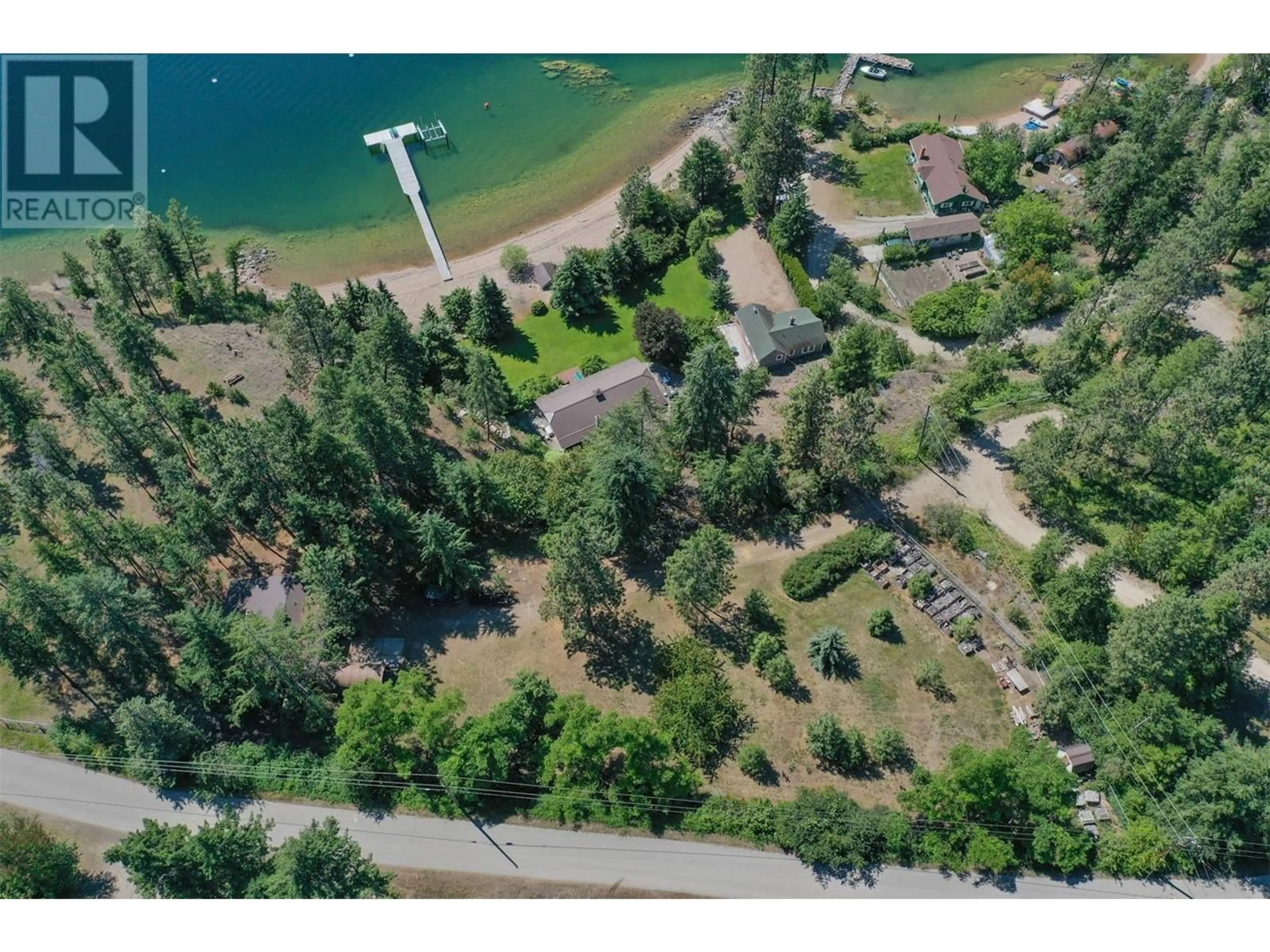 A pic from outside/outdoor area/front of a property/back of a property/a pic from drone, water/lake/river/ocean view for 110 RUSSELL ROAD, Vernon British Columbia V1H1L2