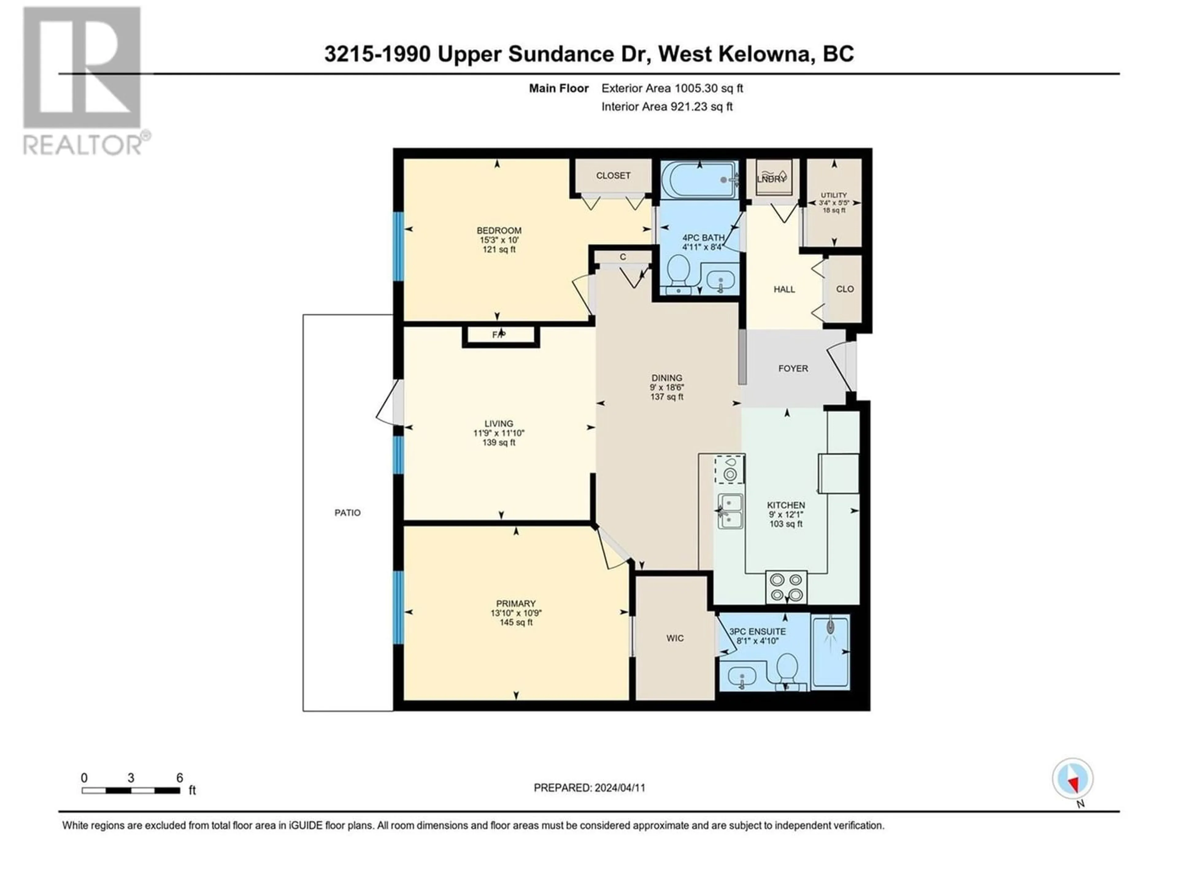 Floor plan for 1990 Upper Sundance Drive Unit# 3215, West Kelowna British Columbia V4T3E7