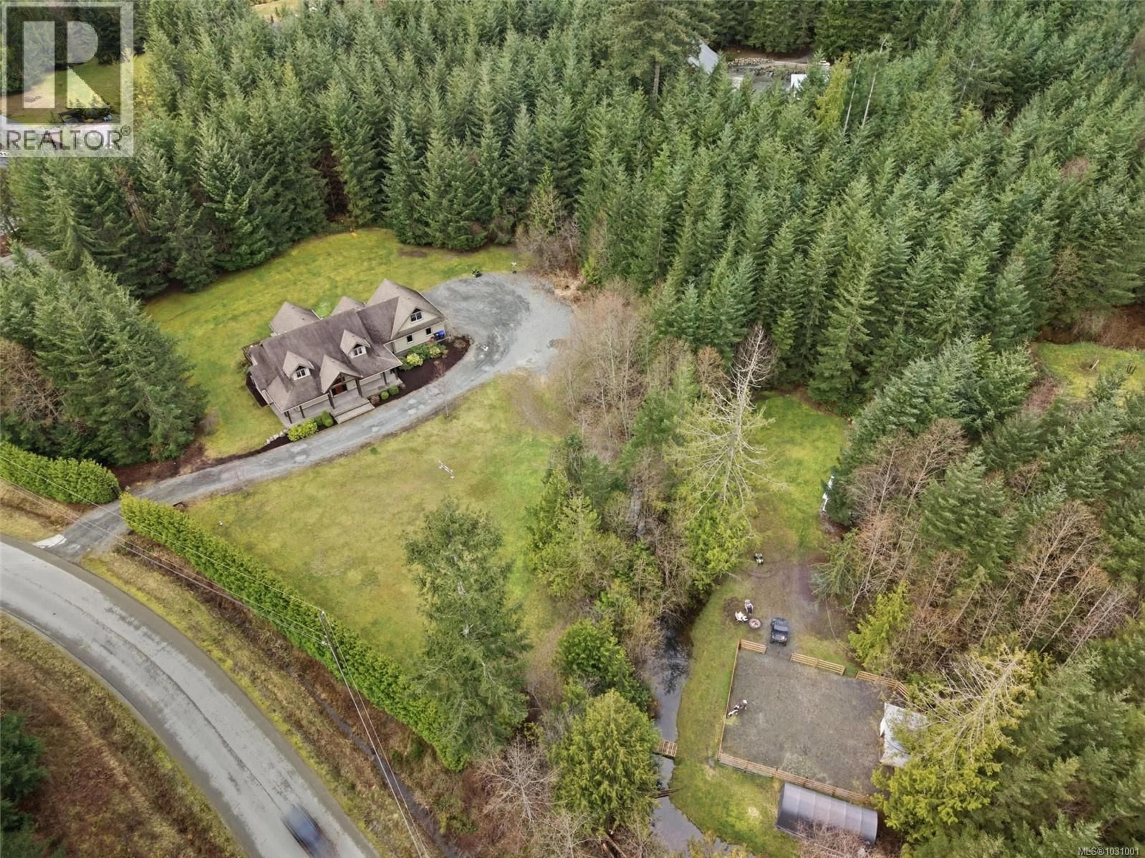 A pic from outside/outdoor area/front of a property/back of a property/a pic from drone, forest/trees view for 3373 CREEKSIDE PLACE, Nanaimo British Columbia V9R7C7