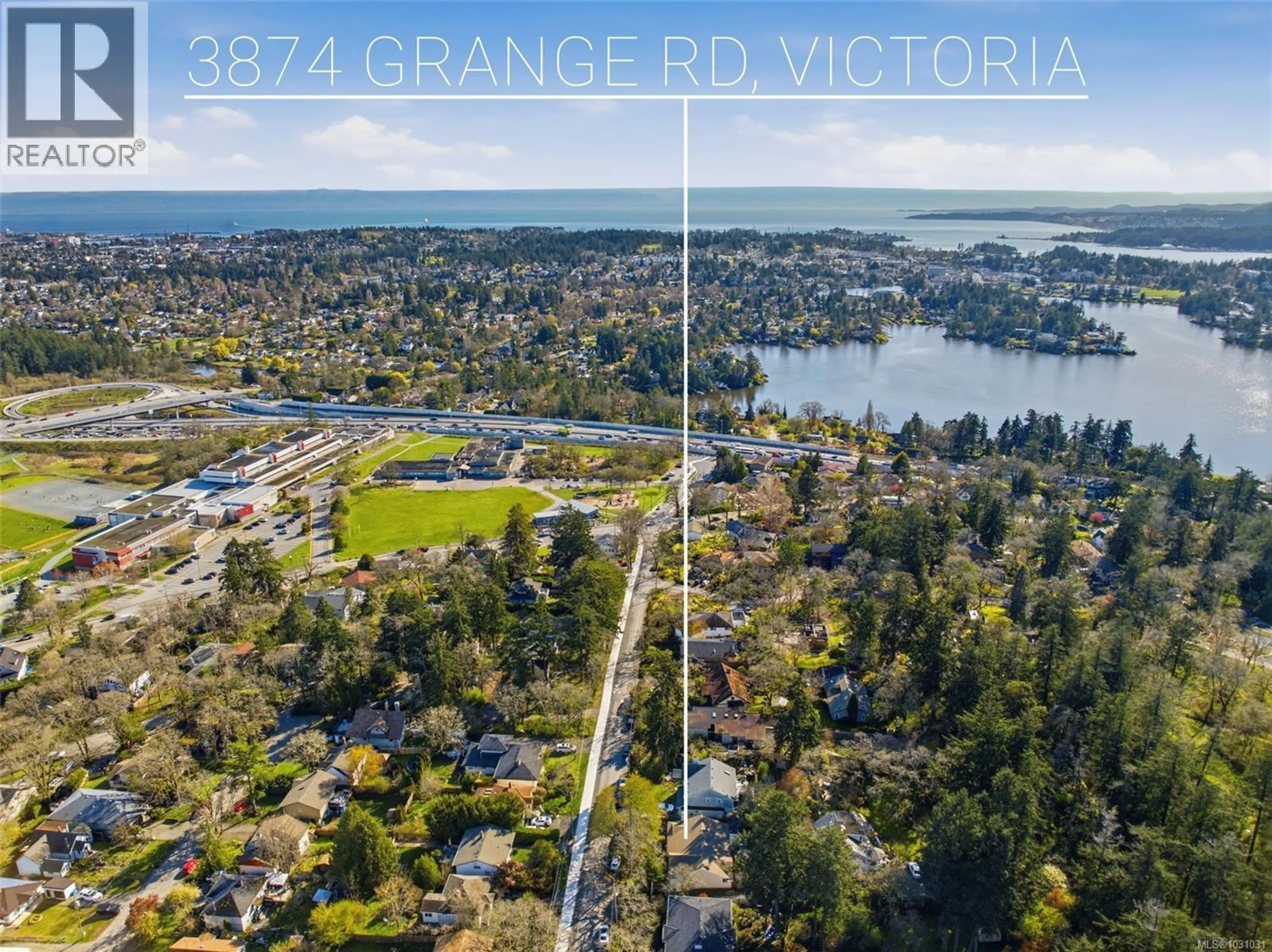 A pic from outside/outdoor area/front of a property/back of a property/a pic from drone, water/lake/river/ocean view for 3874 GRANGE ROAD, Saanich British Columbia V8Z4T5
