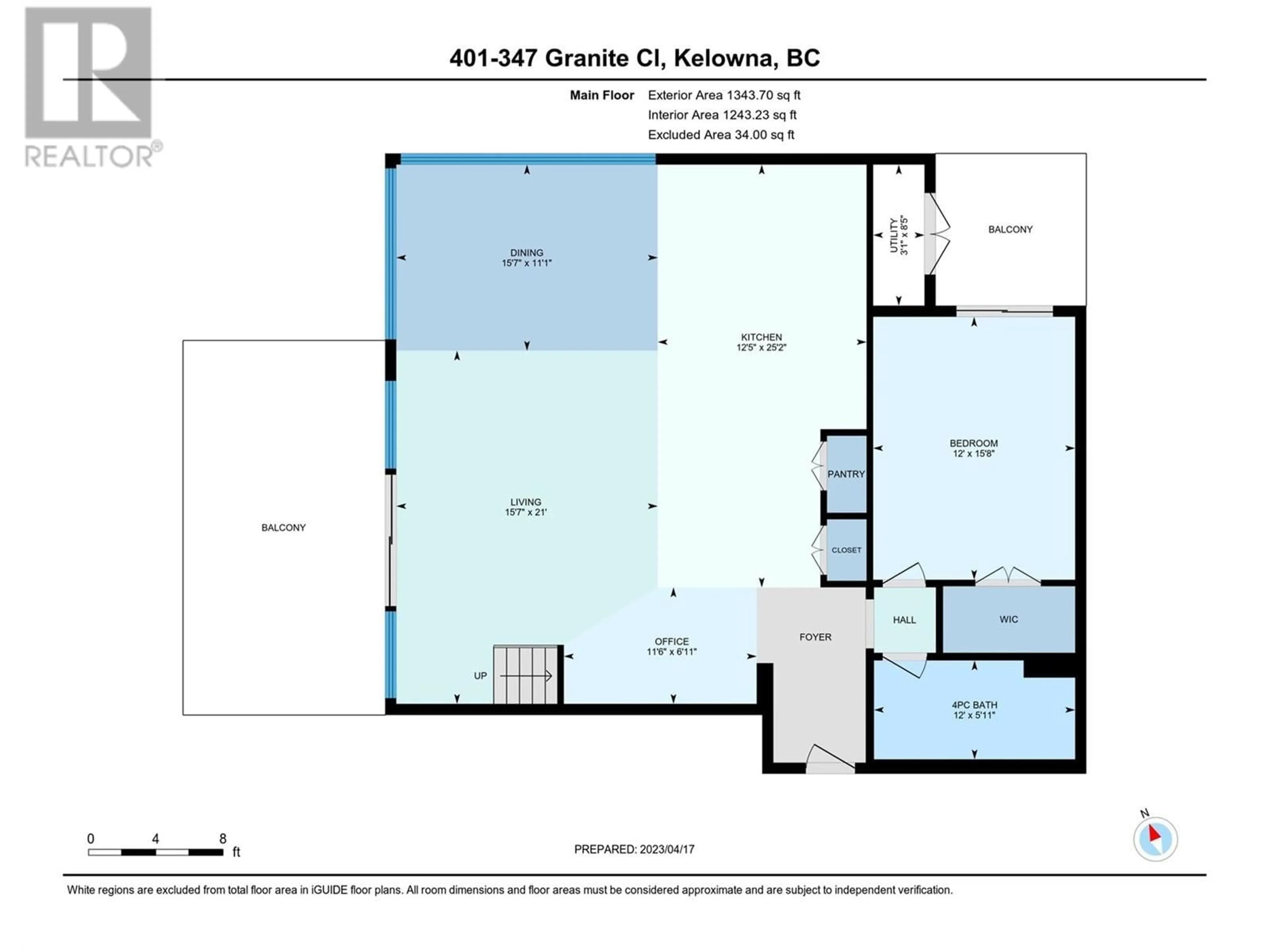 Floor plan for 3475 Granite Close Unit# 401, Kelowna British Columbia V1V0B9