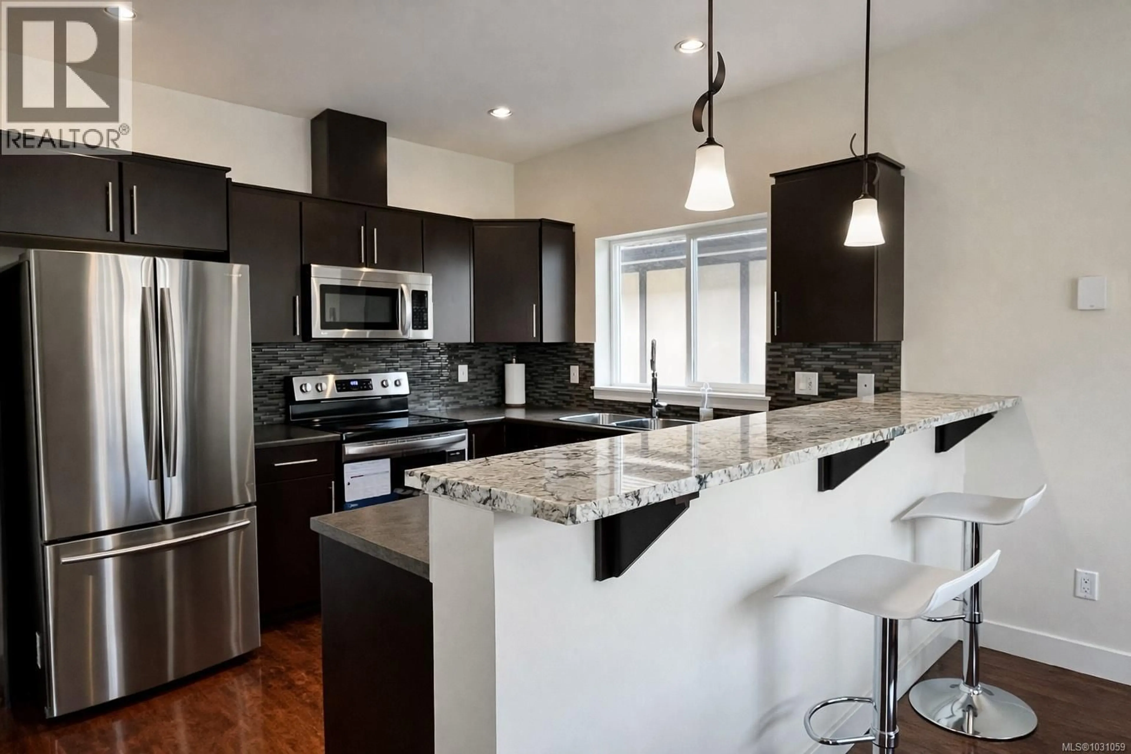 Contemporary kitchen, ceramic/tile floor for 1221 PARKDALE CREEK GARDENS, Langford British Columbia V9B4G9