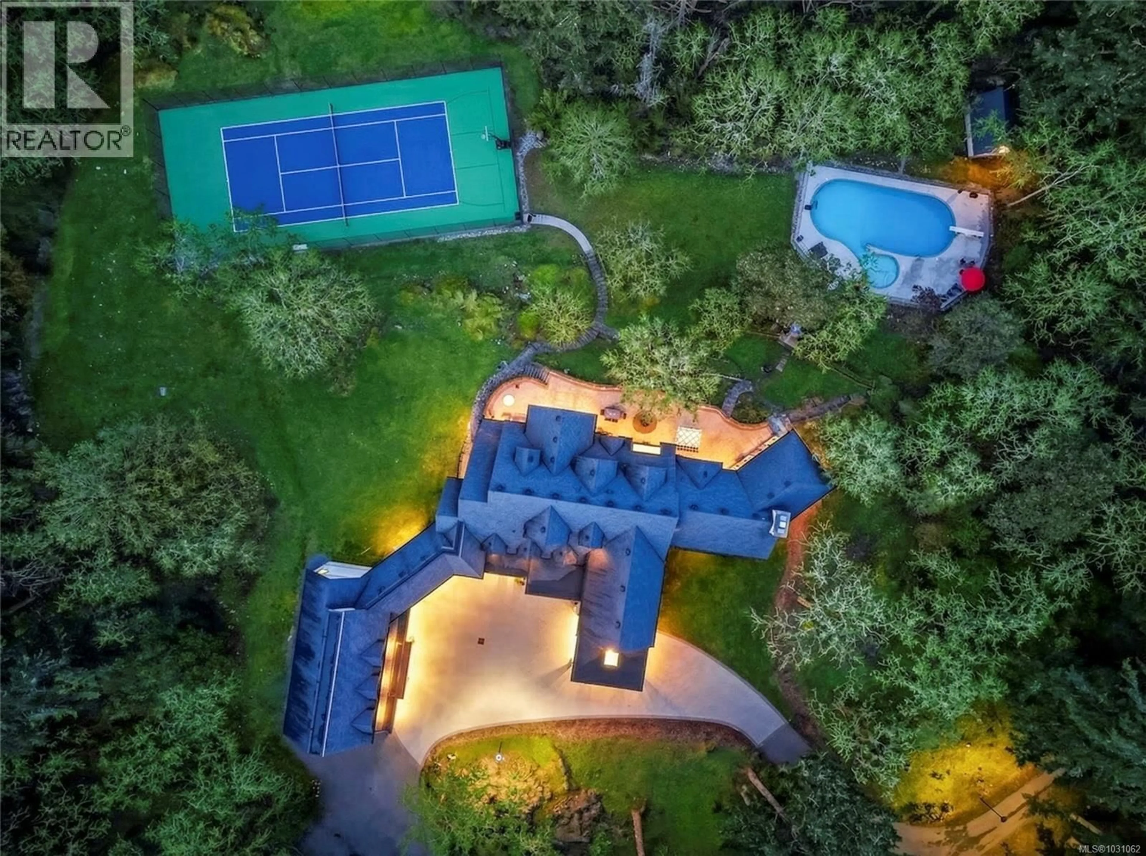 A pic from outside/outdoor area/front of a property/back of a property/a pic from drone, street for 1708 WOODSEND DRIVE, Saanich British Columbia V9E1H7