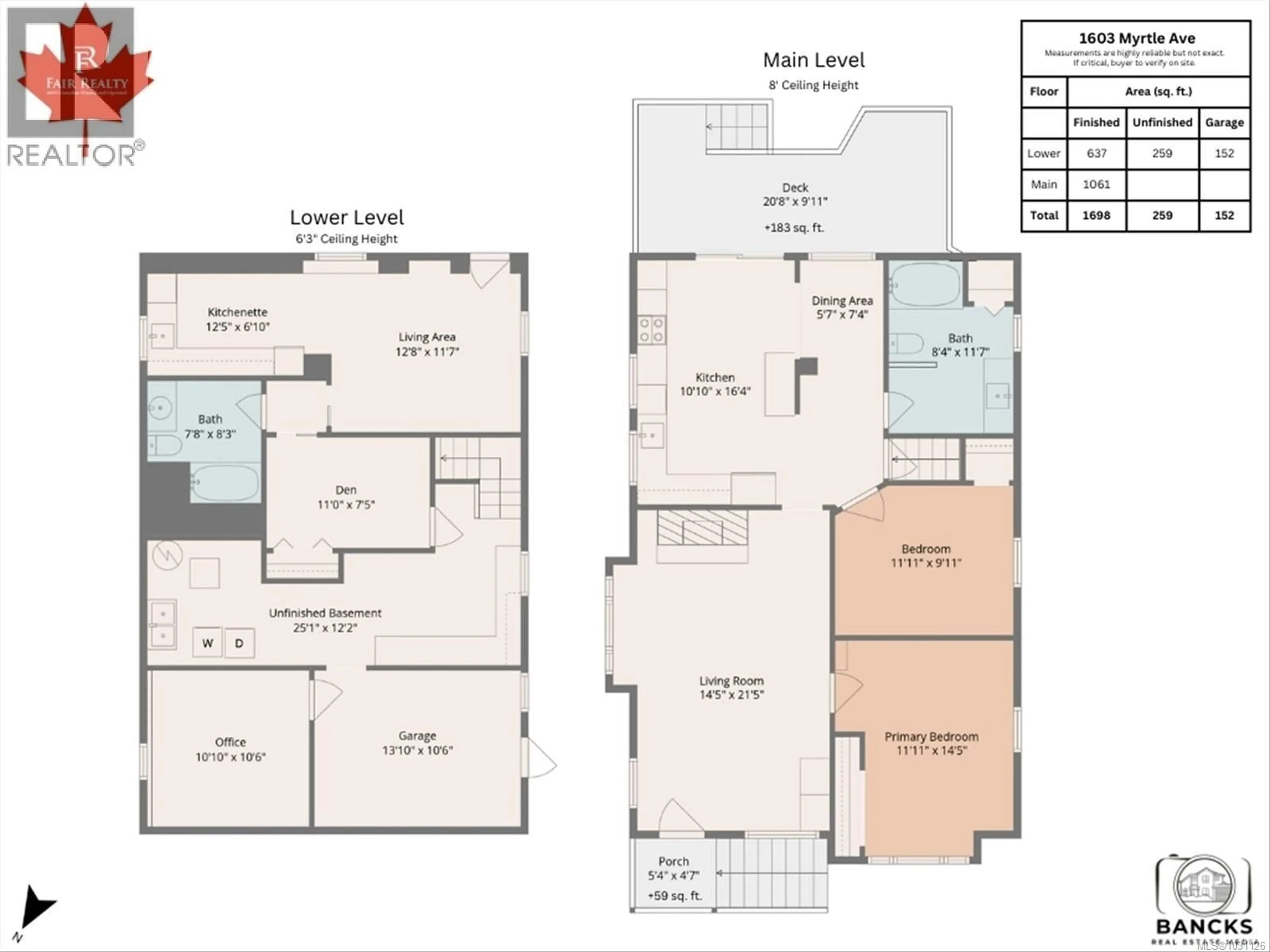Floor plan for 1603 MYRTLE AVENUE, Victoria British Columbia V8R2Z9