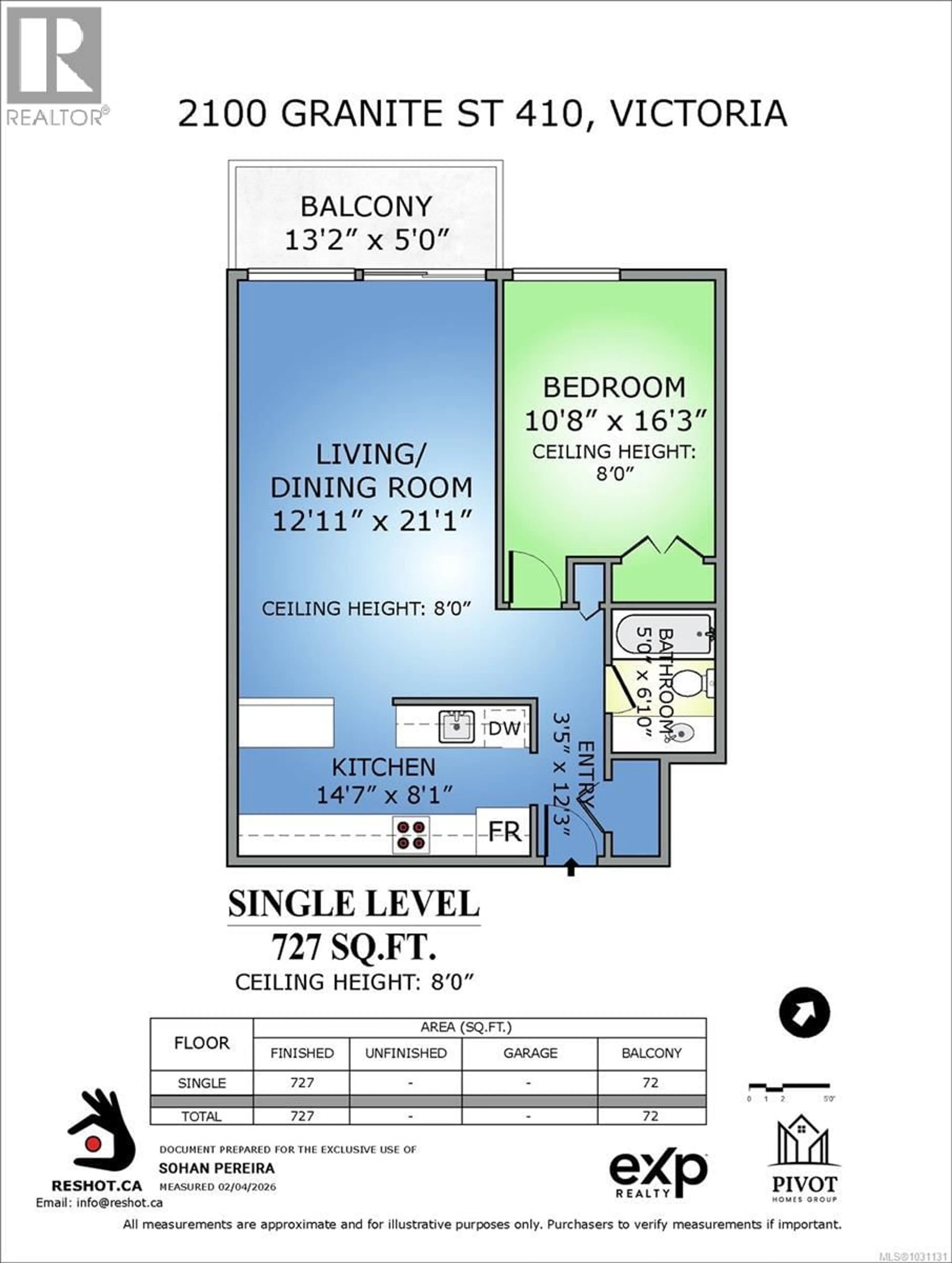 Floor plan for 410 - 2100 GRANITE STREET, Oak Bay British Columbia V8S3G7