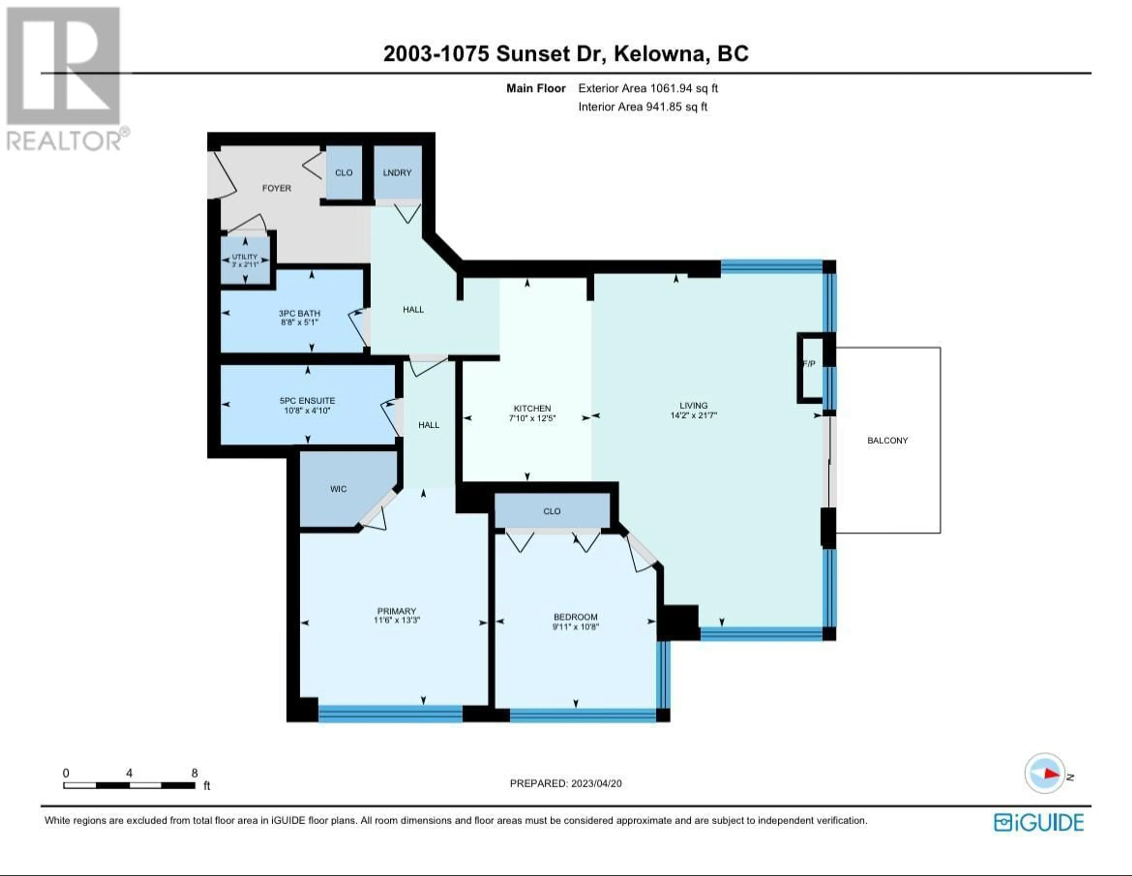 Floor plan for 1075 Sunset Drive Unit# 2003, Kelowna British Columbia V1Y9Y9