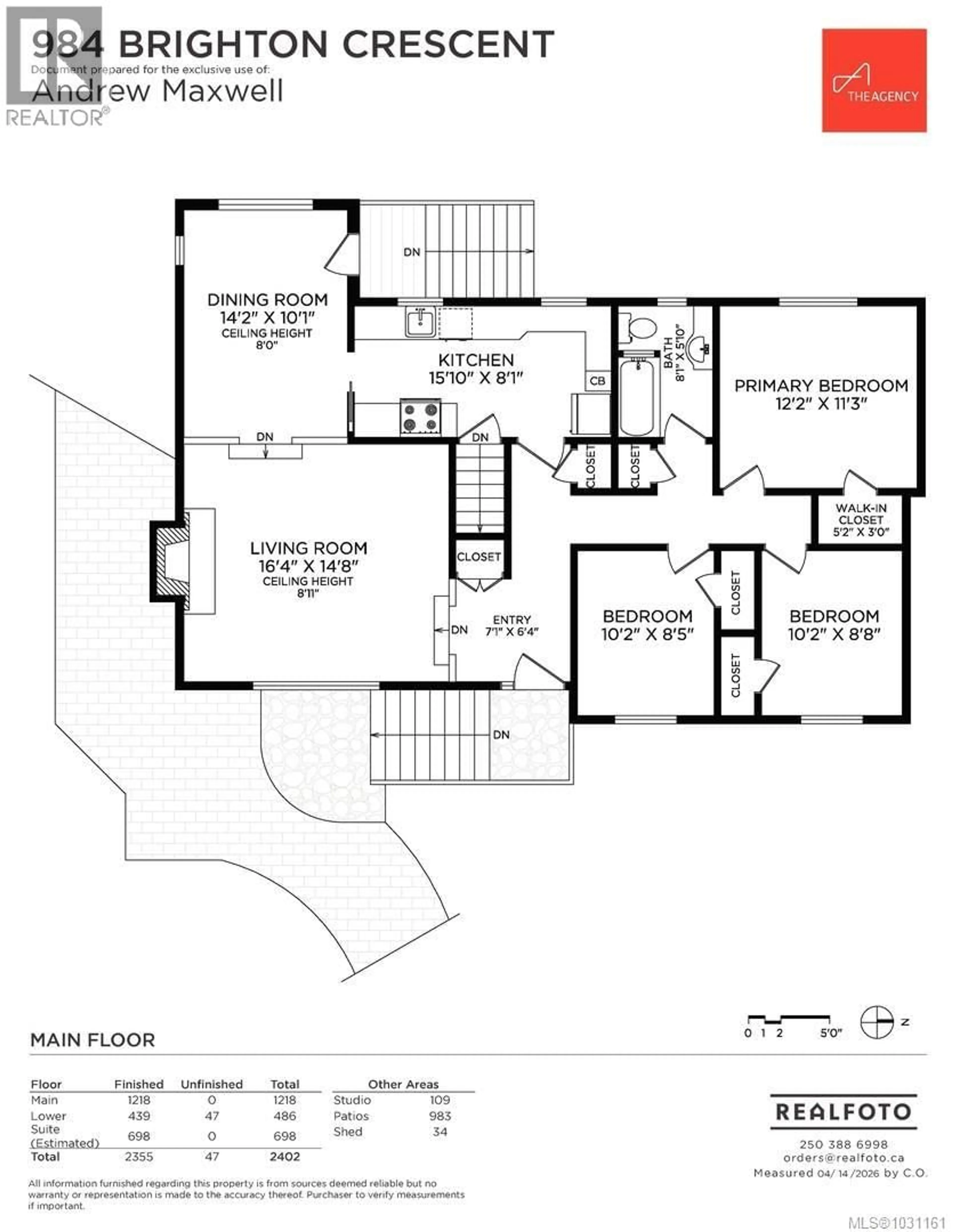Floor plan for 984 BRIGHTON CRESCENT, Victoria British Columbia V8S2G5