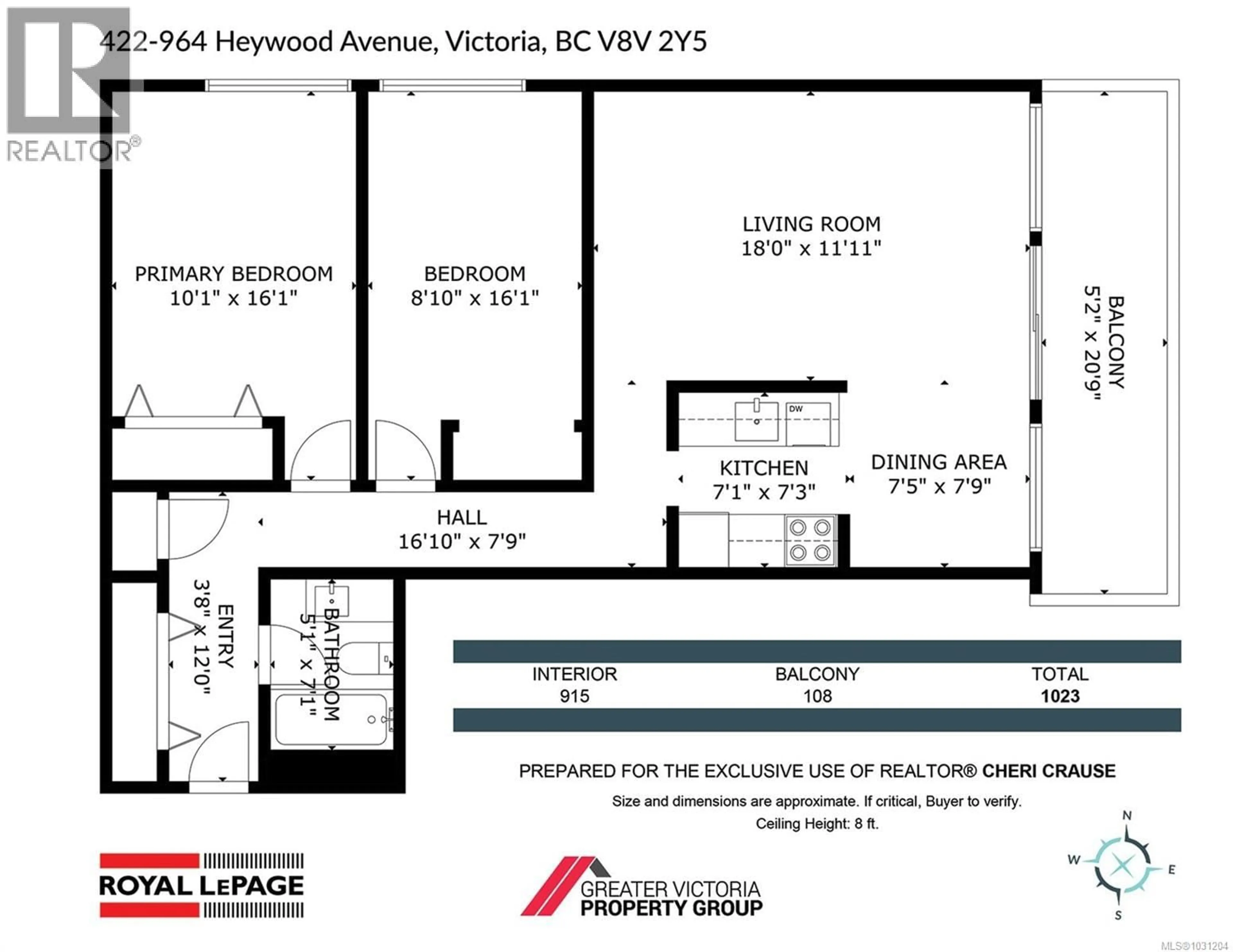Floor plan for 422 - 964 HEYWOOD AVENUE, Victoria British Columbia V8V2Y5