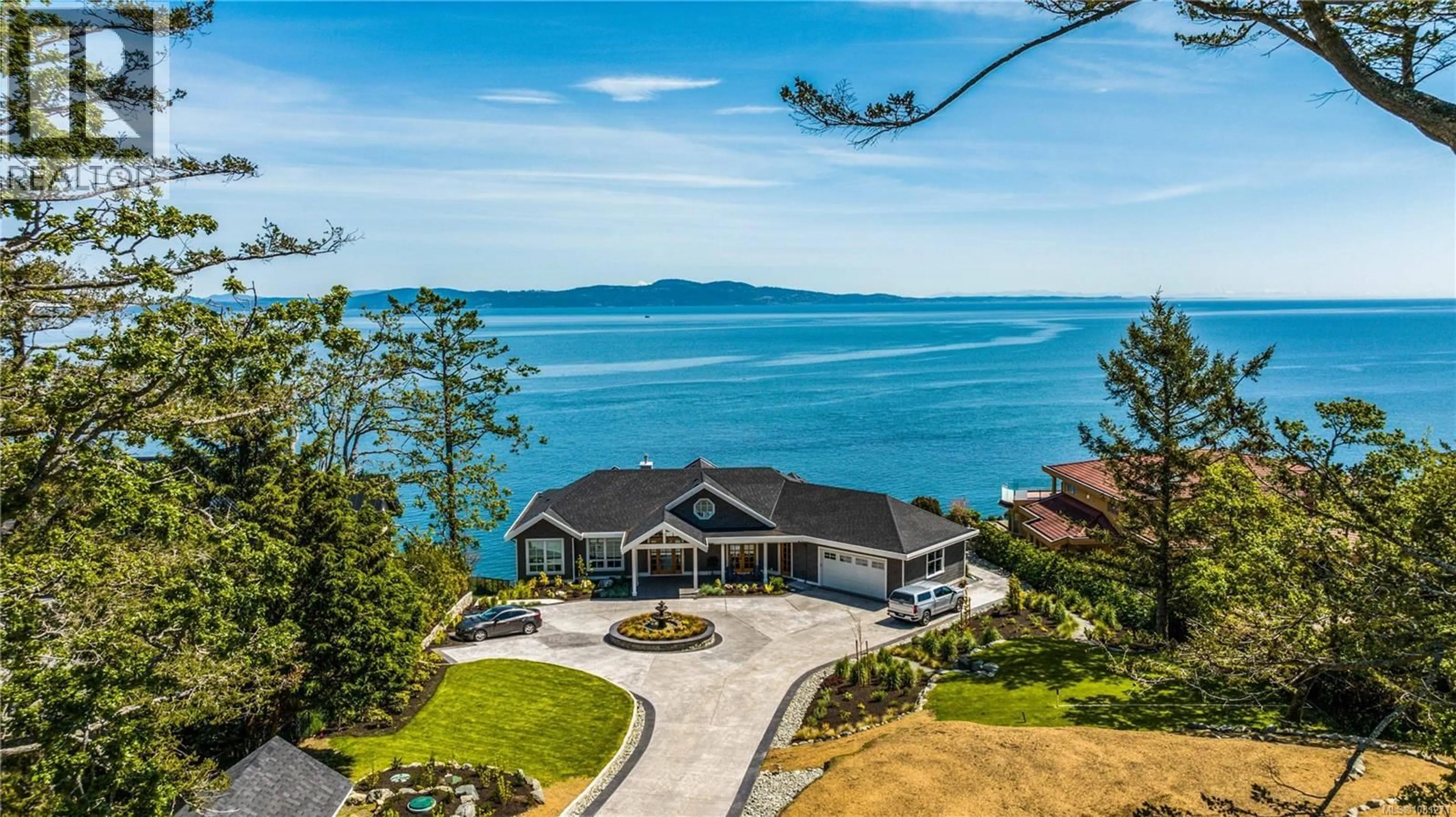 A pic from outside/outdoor area/front of a property/back of a property/a pic from drone, water/lake/river/ocean view for 4585 LEYNS ROAD, Saanich British Columbia V8N3A1