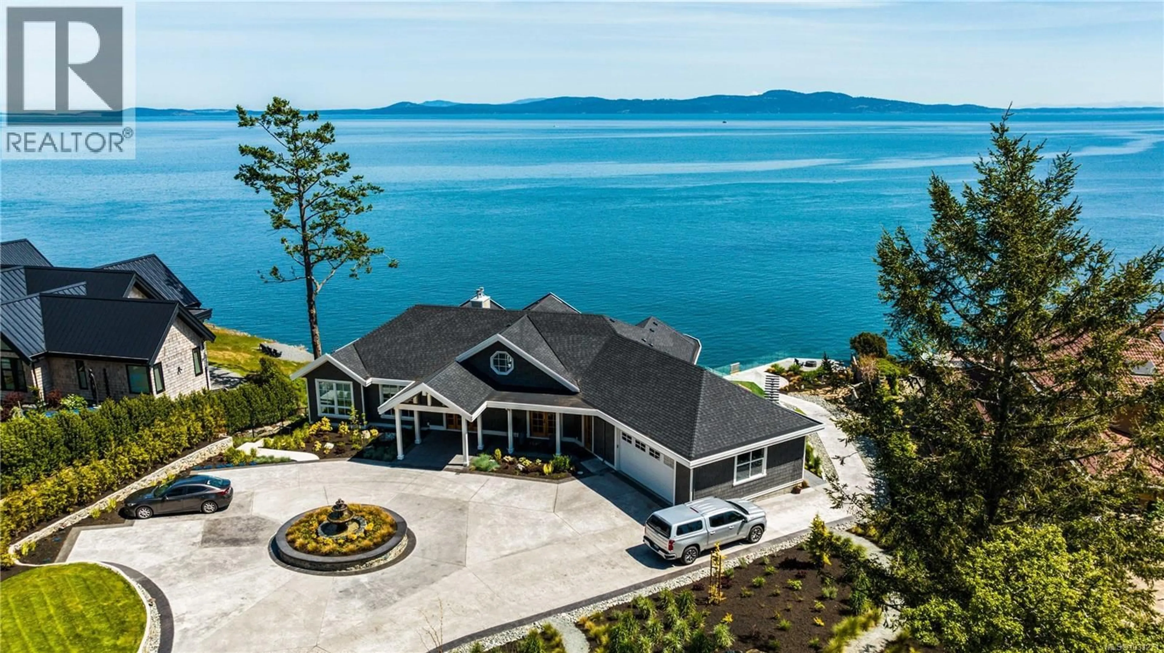 A pic from outside/outdoor area/front of a property/back of a property/a pic from drone, water/lake/river/ocean view for 4585 LEYNS ROAD, Saanich British Columbia V8N3A1