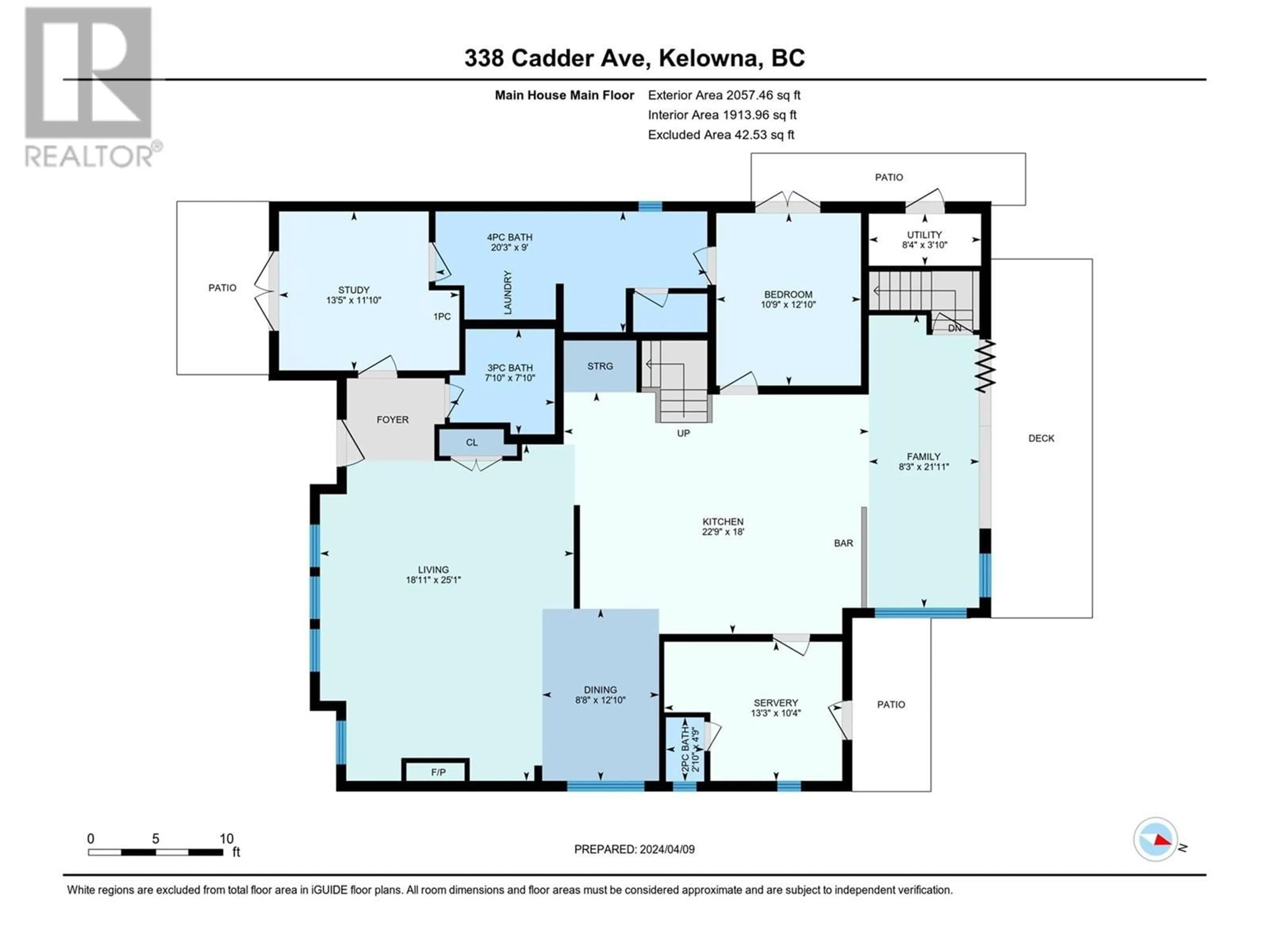 Floor plan for 338 Cadder Avenue, Kelowna British Columbia V1Y5N1